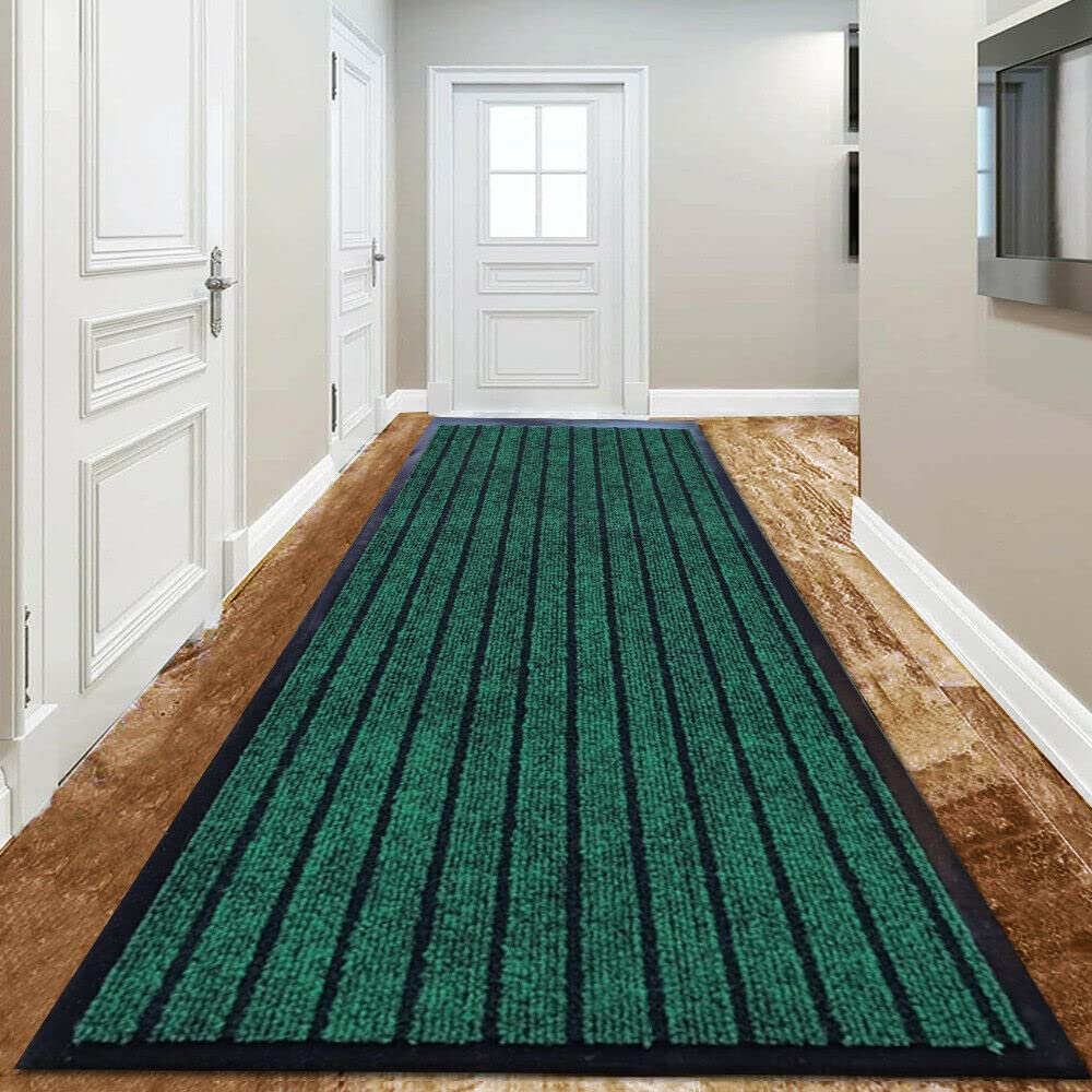 Non-Slip Rubber Backed Door Mat - Heavy Duty Kitchen & Outdoor Rug - Indoor/Outdoor Use - Durable & Waterproof (Green, 45 x 75 inches) - Perfect for Entryways, Kitchens, Patios & High Traffic Areas