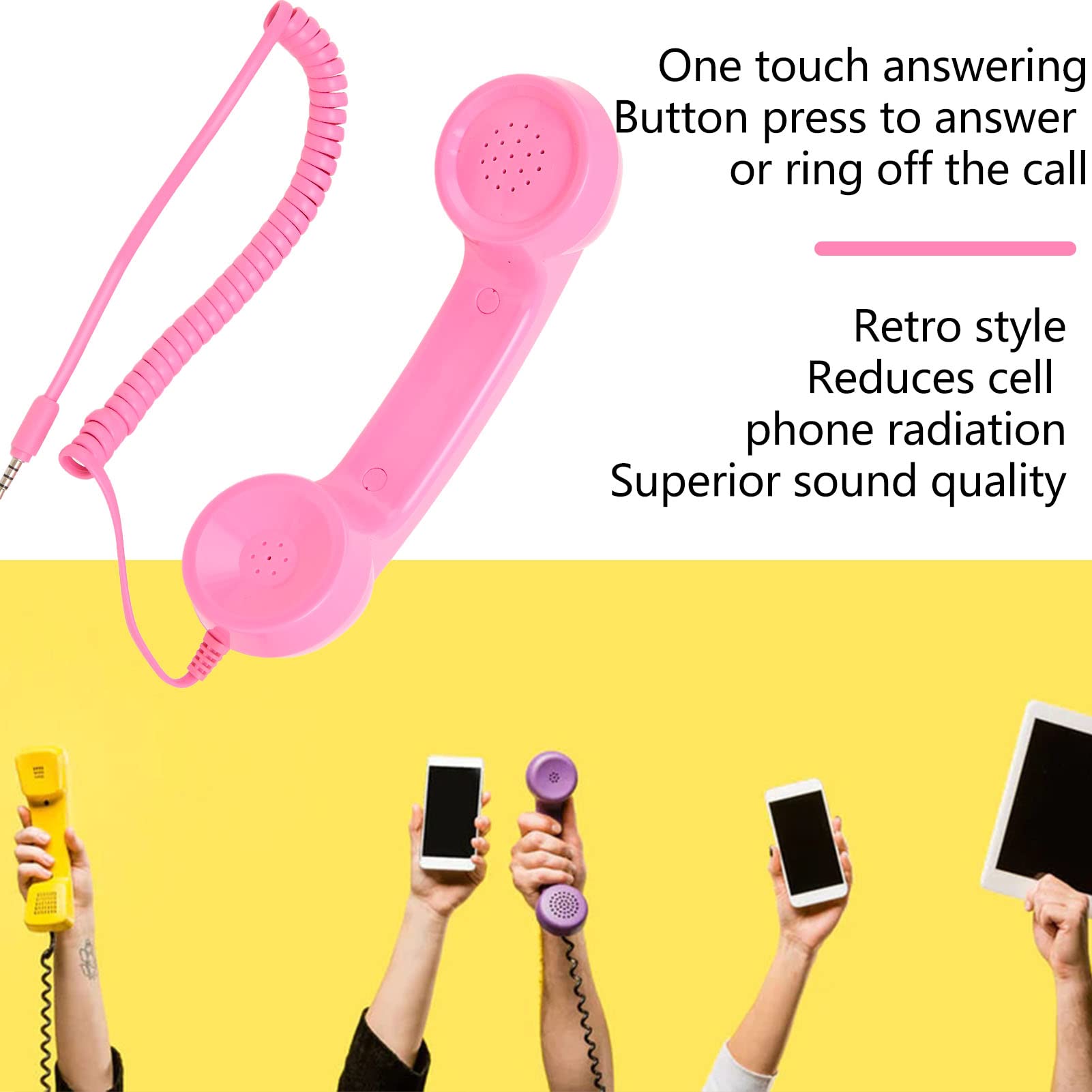Vintage Retro 3.5mm Telephone Handset - Classic Cell Phone Receiver with Radiation Protection for Mobile Phones & Computers | Perfect for Home Office, Gaming, and Online Meetings