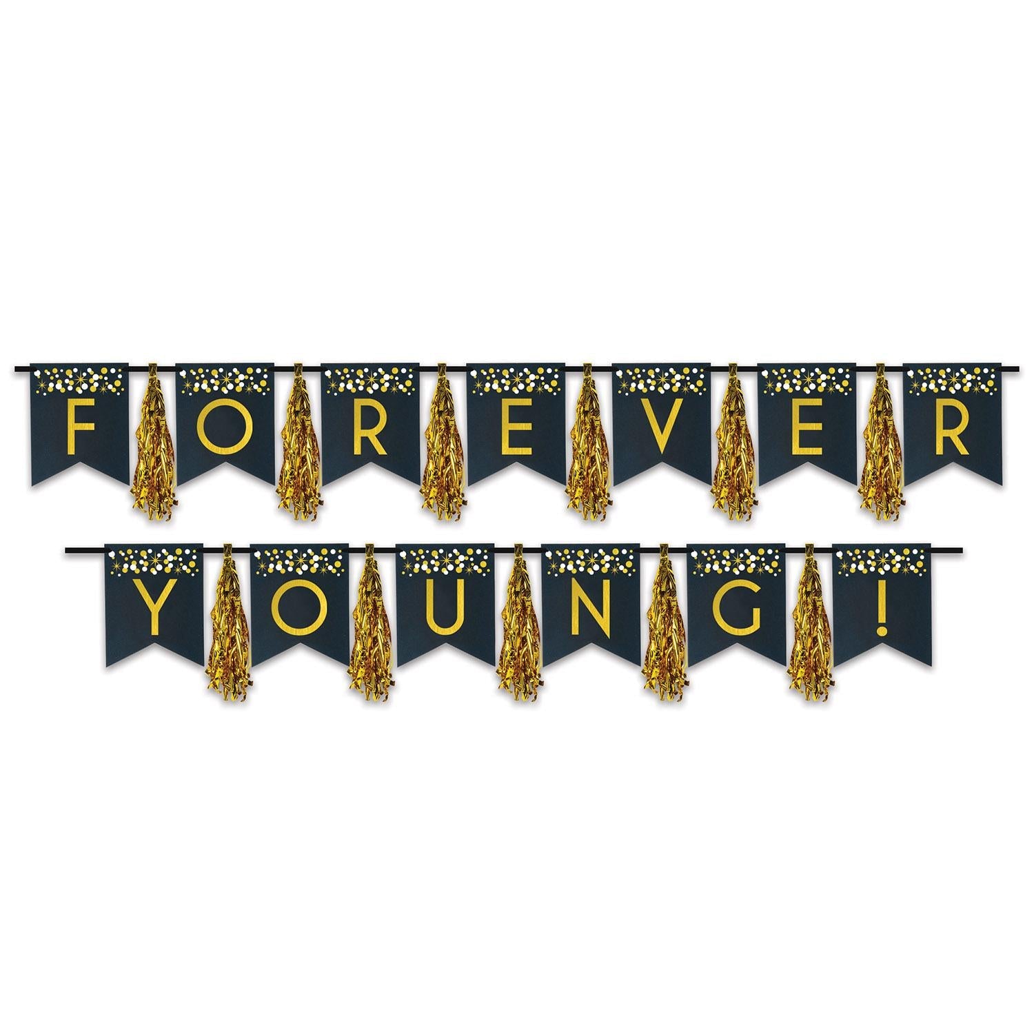 12 Pack Beistle Forever Young! Tassel Streamers - Colorful Party Decorations for Birthday, Graduation & Baby Showers