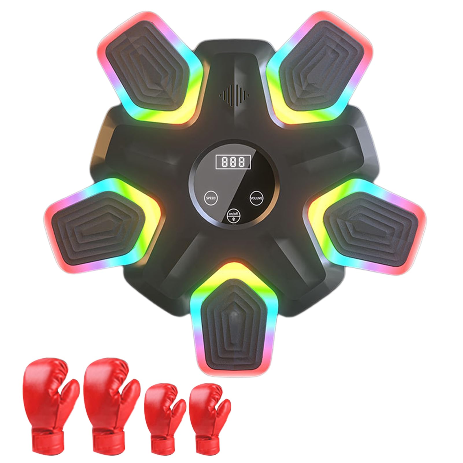 Bluetooth Smart Boxing Trainer with LED Display & Boxing Gloves - Music Boxing Machine for Kids & Adults - Wall Mount Punching Target for Home, Office & Gym Workouts - Perfect for Fitness Training, Stress Relief & Interactive Exercise