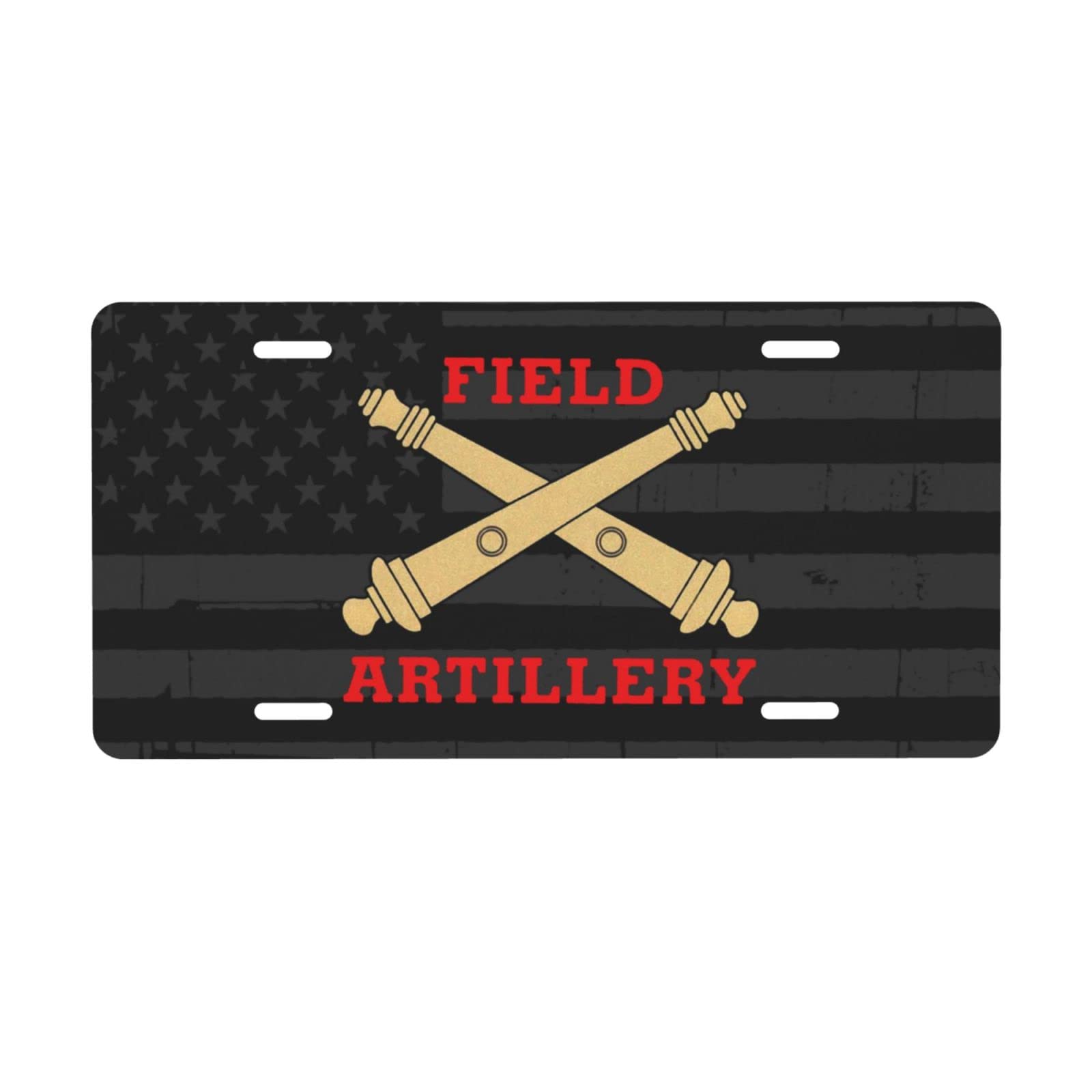 Custom Field Artillery Crossed Cannons License Plate - Durable 6x12 Inch Aluminum Car Tag for Military Enthusiasts | Perfect for Veterans, Army Decor & Patriotic Vehicle Accessories