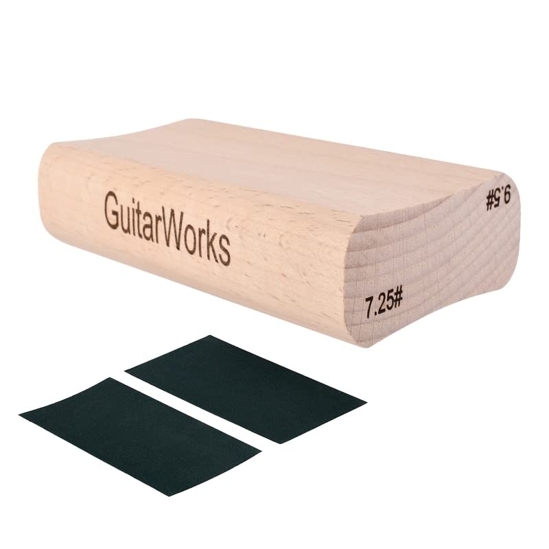 Professional Guitar Fingerboard Radius Sanding Block for Fret Leveling - Includes 2 Sandpapers - Perfect for Electric Guitar Luthier Tools & Fretboard Maintenance - Ideal for Guitar Setup, Repair, and DIY Projects