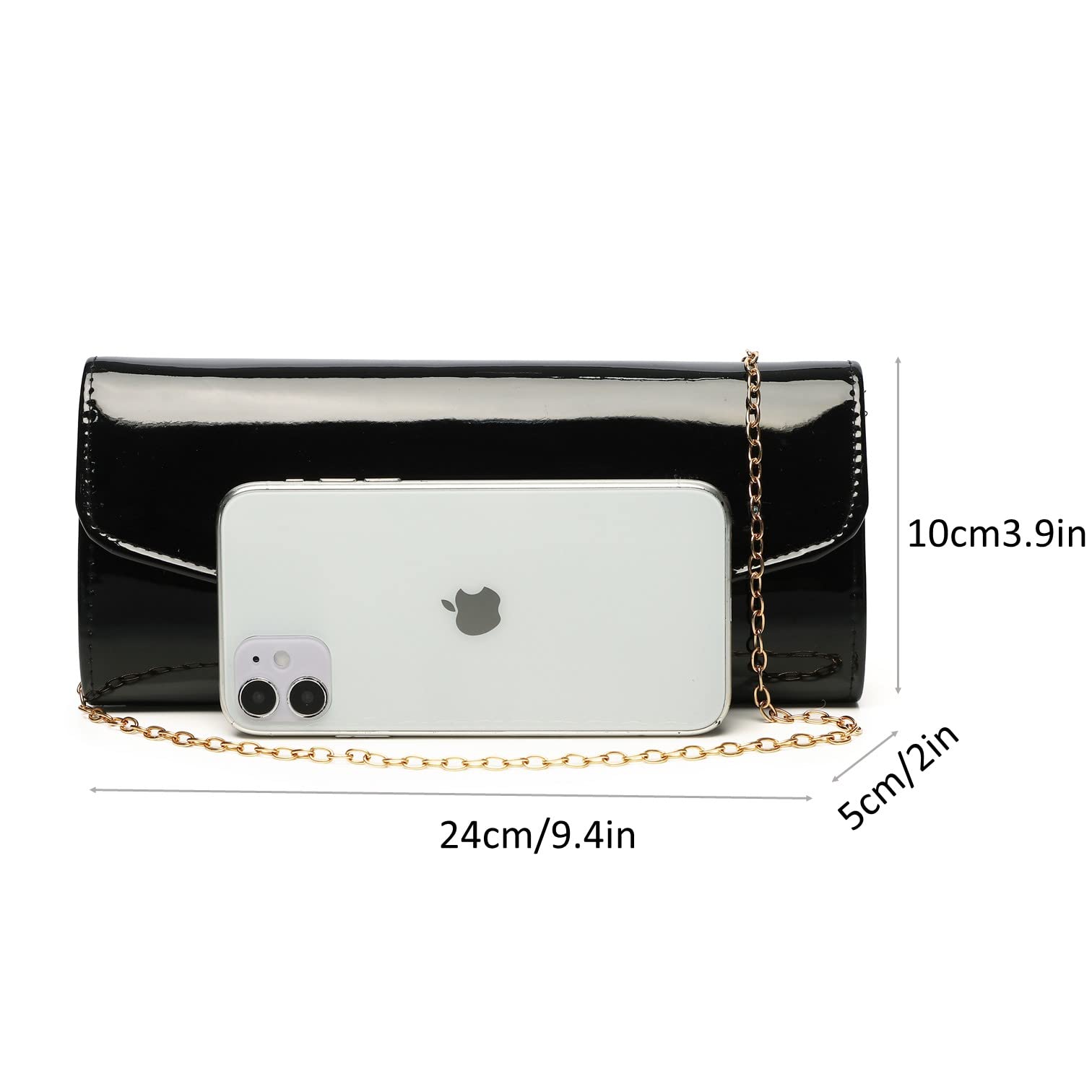 Elegant Nude Clutch Purse for Women - Red & Black Patent Leather Envelope Handbag | Perfect for Weddings, Parties, Travel & Gift Giving