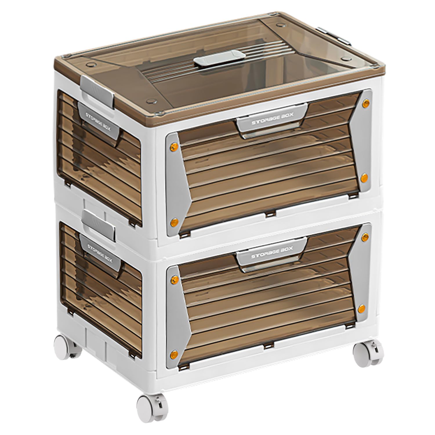 Stackable Plastic Storage Bins with Wheels & Lids - 2 Pack Collapsible Storage Containers with Handles for Bedroom, Living Room, Kitchen & Closet Organization | Perfect for Home Storage, Moving & Office Organization
