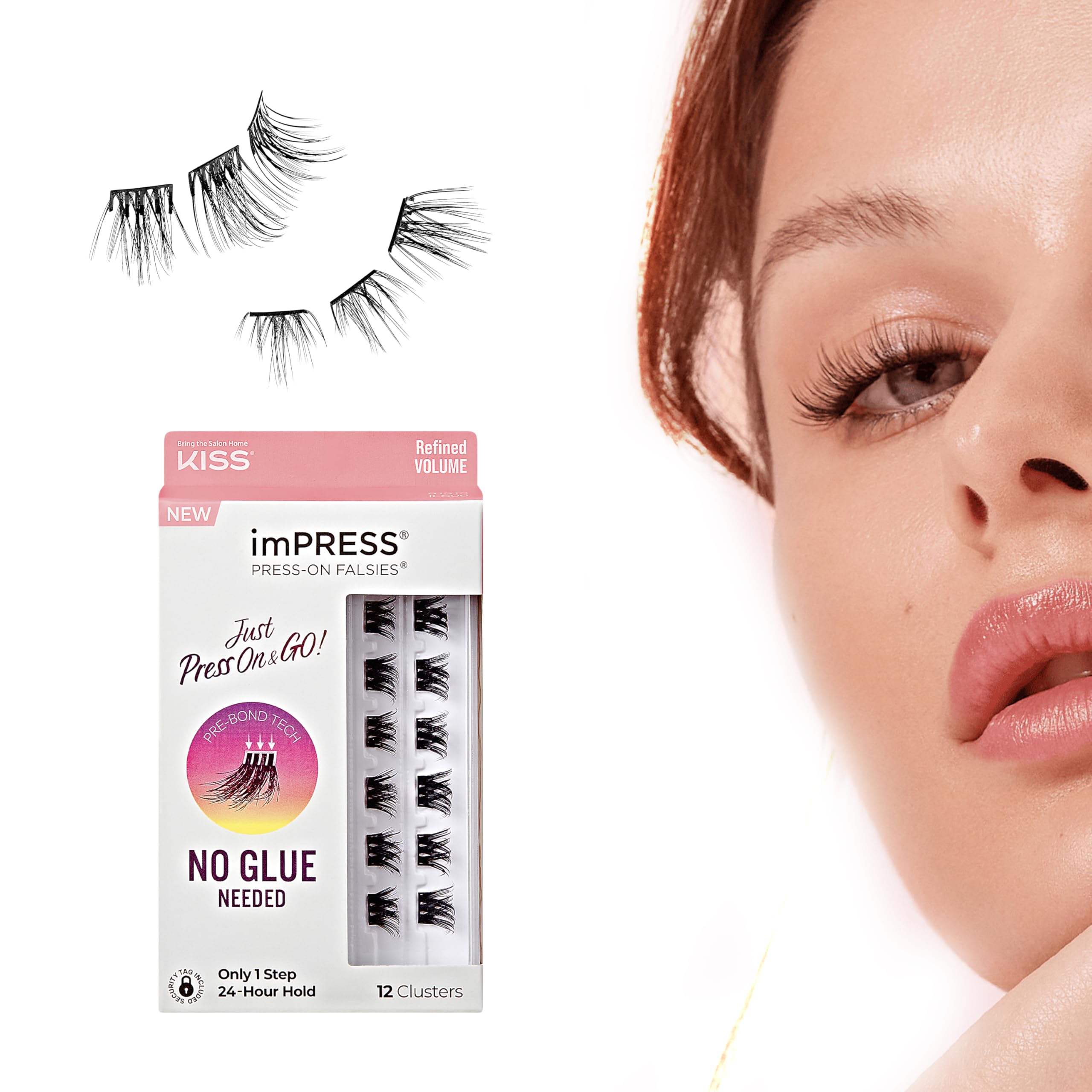KISS imPRESS False Eyelashes - 12 Pack of Reusable Pre-Bonded Lash Clusters (12mm-14mm) for Lavish Volume | Contact Lens Friendly & Easy to Apply | Perfect for Parties, Weddings & Everyday Glam