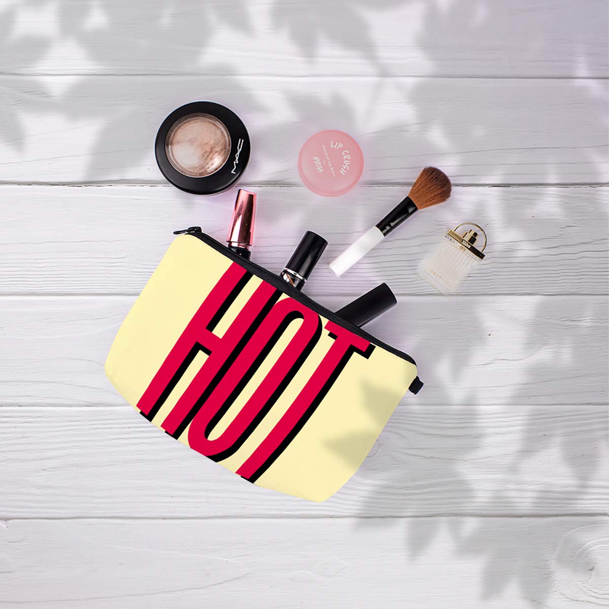 Crazyify Hot Red Canvas Cosmetic Bag for Women - Travel Makeup Pouch with Zipper, Toiletry Storage Organizer | Perfect for Travel, Gym, and Daily Use