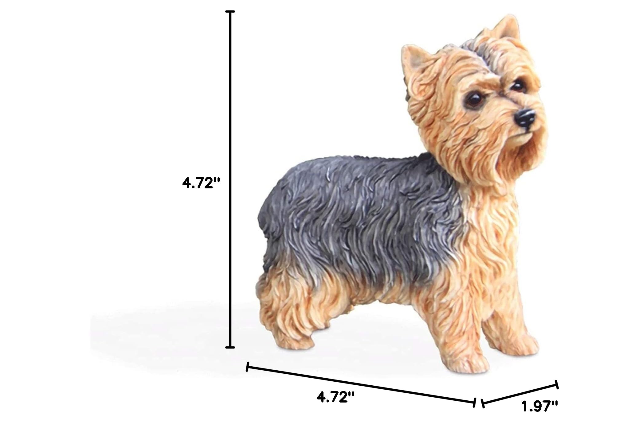 Realistic Yorkshire Terrier Dog Model - 9x4x7.5cm Resin Standing Dog Figure for Home Desktop Decor, Car Dashboard Display, Craft Collection & Pet Lover Gift