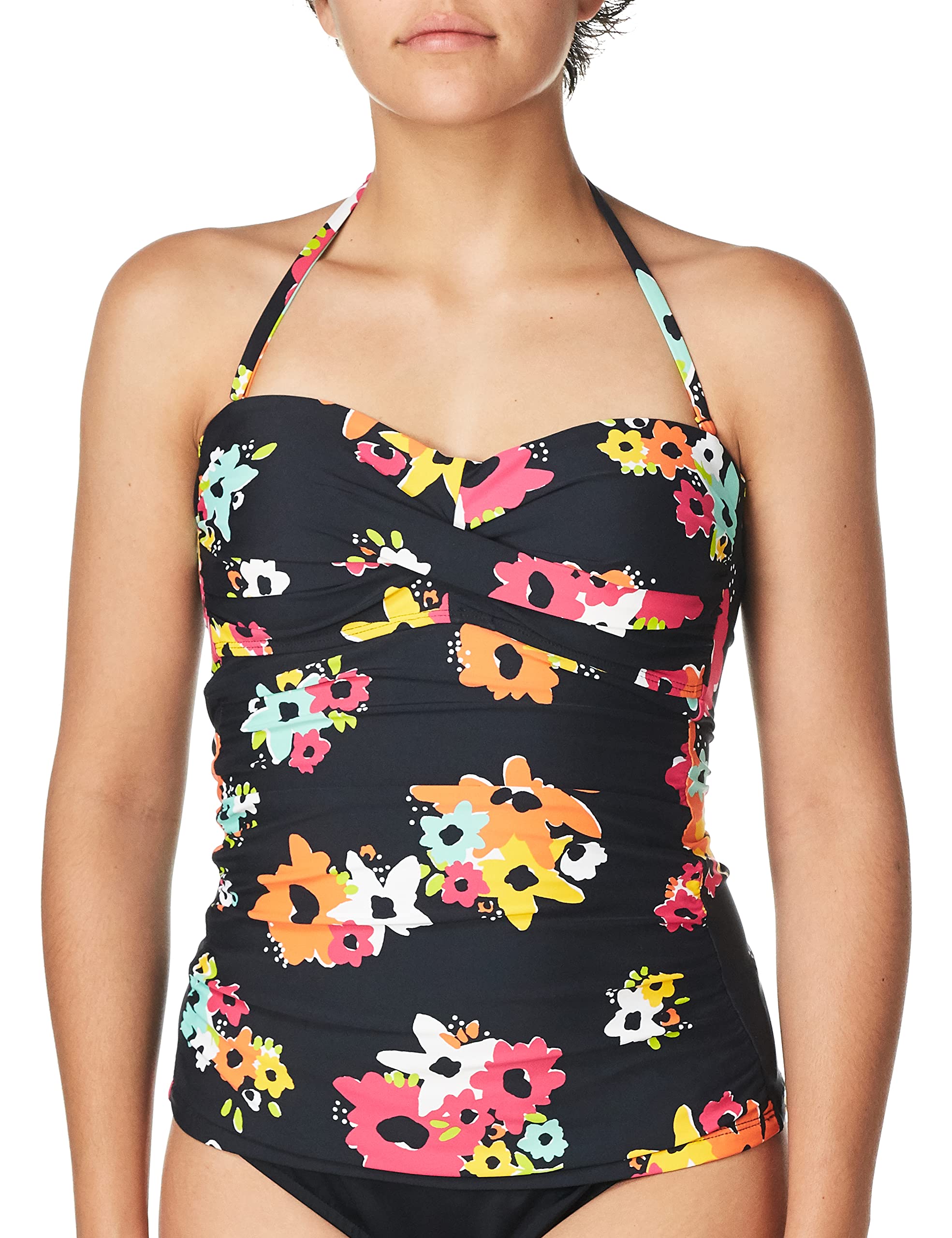 Anne Cole Textured Twist Front Bandeau Tankini Top with Cutout - Stylish Swimwear for Women, Perfect for Pool, Beach & Summer Vacations