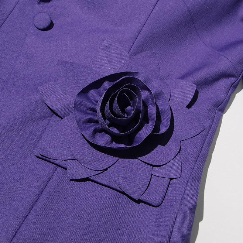 Aharon Flower Lapel Cross Blazer for Women - Elegant Floral Embroidered Lapel Pin - Perfect for Weddings, Parties, and Formal Events