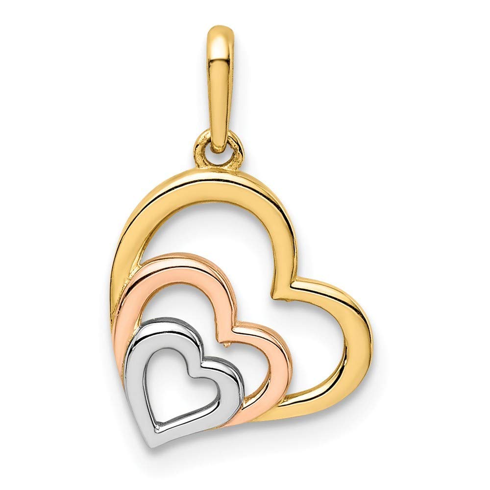 14K Pink and White Rhodium Heart Pendant Necklace for Women - Romantic Valentine's Day Gift, Anniversary Present, Birthday Jewelry - Perfect for Date Nights, Weddings, and Special Occasions