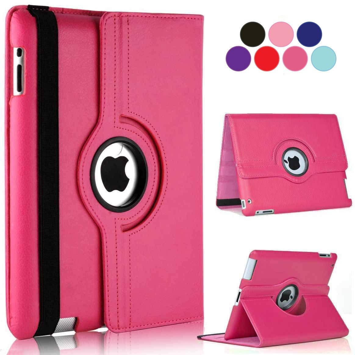 360° Rotating Leather Folio Case for iPad Pro 9.7 inch (2016) - Auto Sleep/Wake Smart Cover with Stand | Hot Pink | Perfect for Work, Travel & Home Use