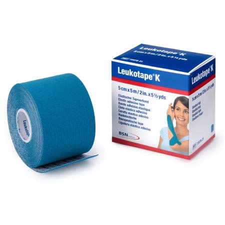 Leukotape K 5-Pack Kinesiology Tape for Athletes - Tan, Black, or Blue (5cm x 5m) | Sports Injury Prevention & Muscle Support | Ideal for Running, Gym Workouts & Physical Therapy (Blue)