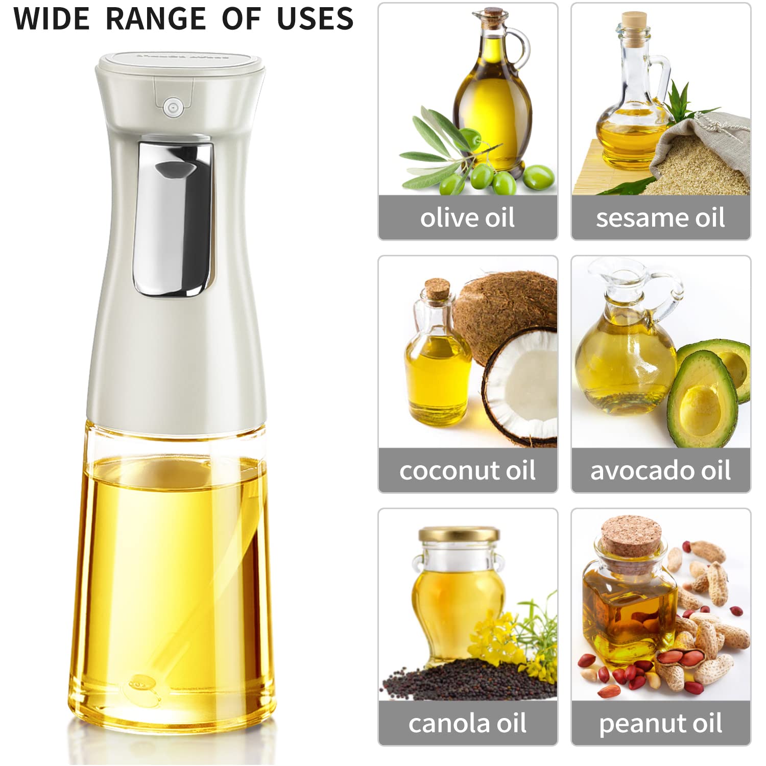 240ml Glass Olive Oil Sprayer Mister - Premium Kitchen Gadget for Air Fryer, Canola Oil Spritzer - Perfect for Salad Making, Baking, Frying & BBQ Cooking - Ideal for Healthy Cooking & Meal Prep