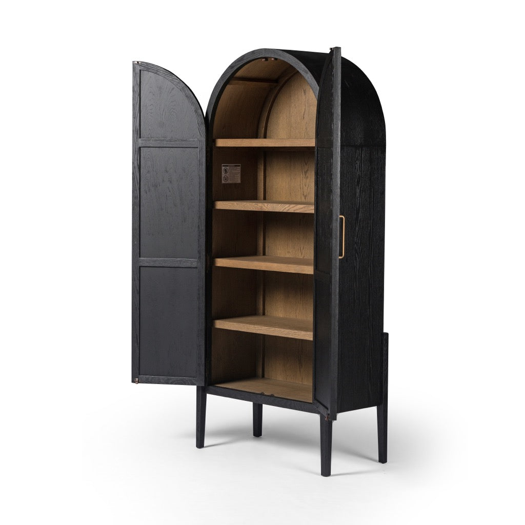 Modern Panel Door Cabinet in Drifted Matte Black - Stylish Storage Solution for Living Room, Bedroom, or Office