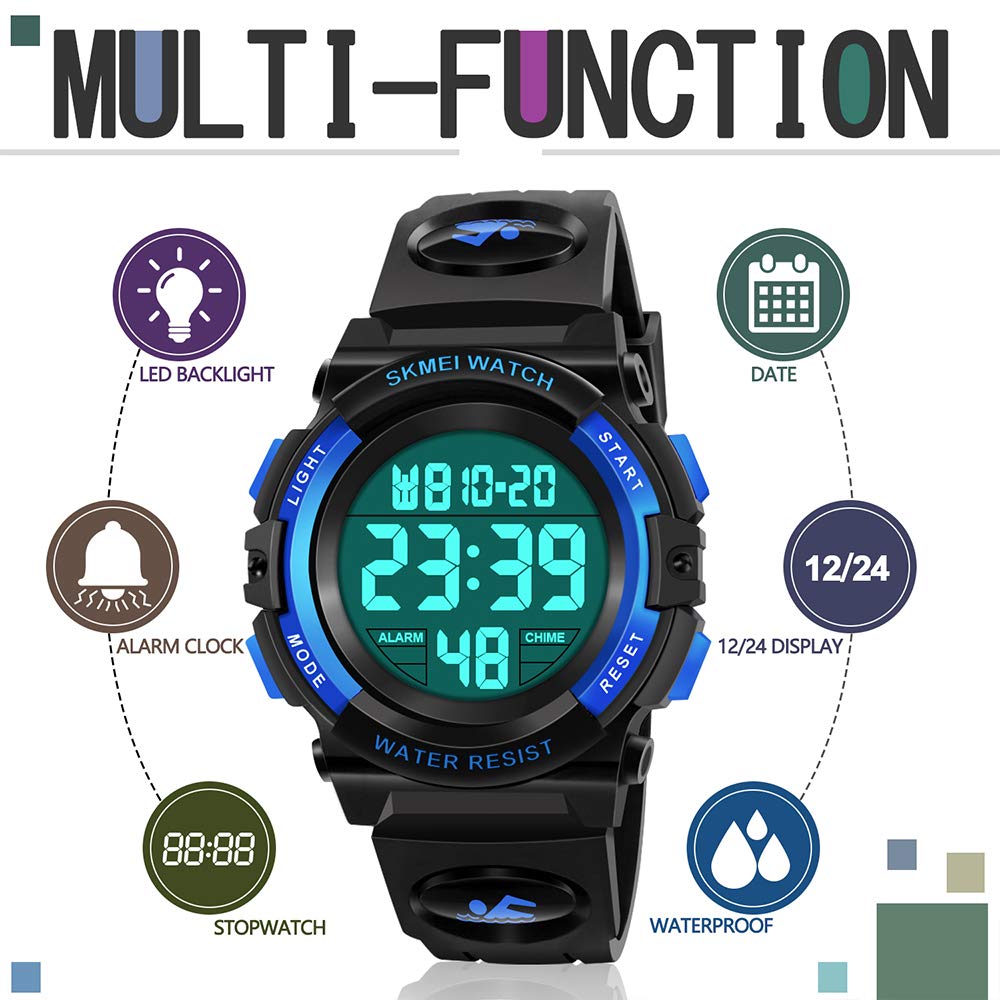 ATIMO Kids Digital Sports Watch - Waterproof, Shockproof, LED Backlight - Perfect for Boys & Girls - Ideal for School, Sports, and Outdoor Activities