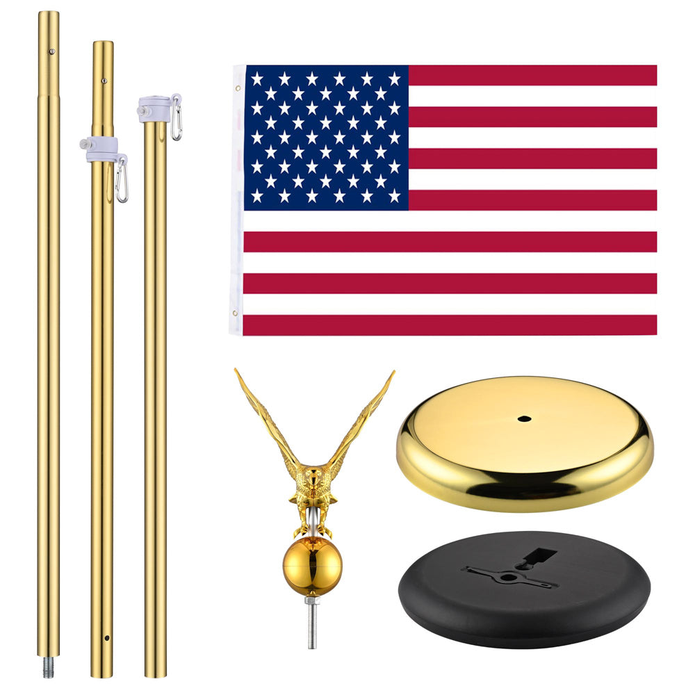 6 ft Indoor Flag Pole with Stand - Ball & Eagle Top Options | TheLAShop | Perfect for Home, Office & Classroom Decor