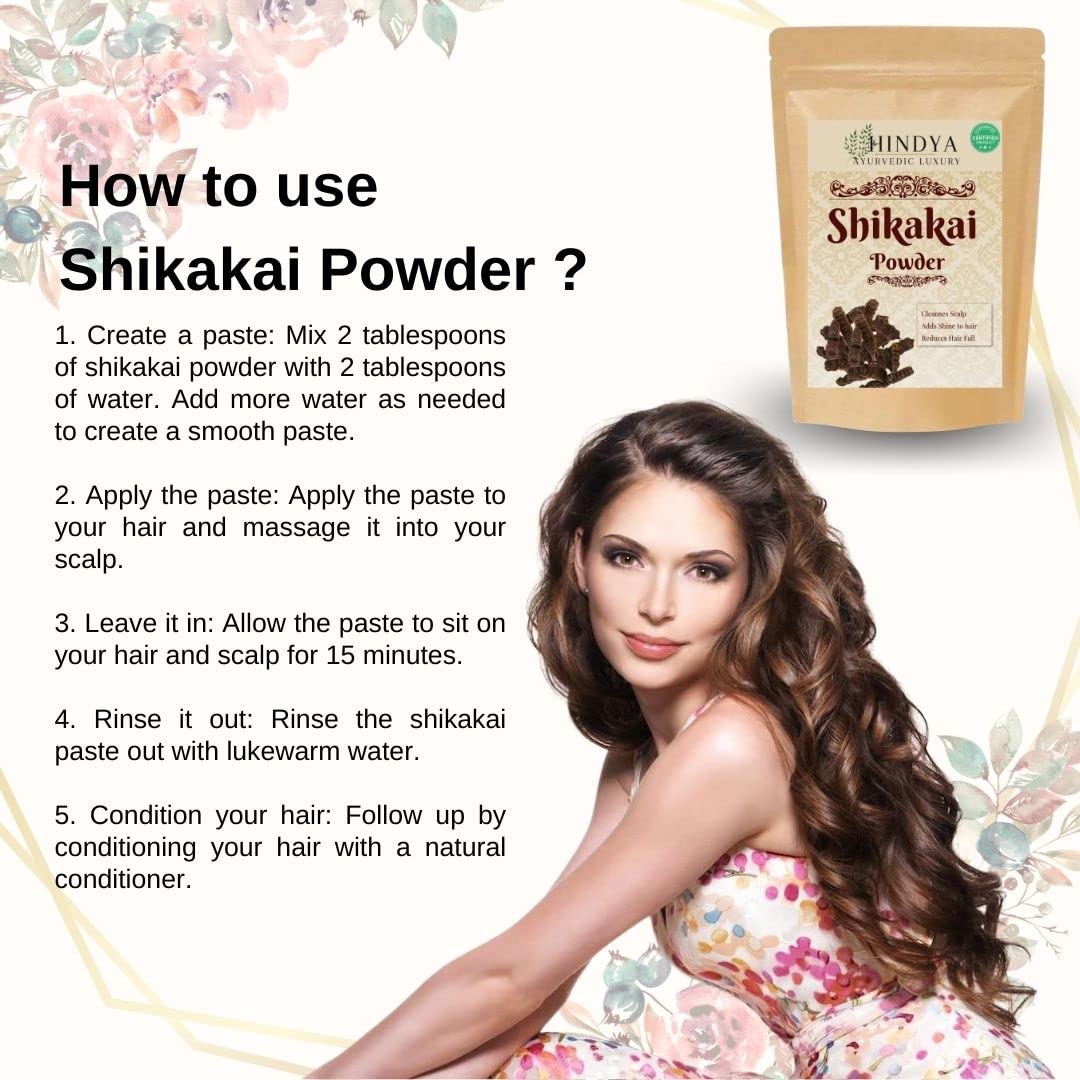 Hindya Ayurvedic Shikakai Powder for Hair Care - 100g Natural Acacia Concinna Powder | Controls Hair Fall & Dandruff | All Hair Types | Perfect for Daily Hair Wash & Scalp Treatment