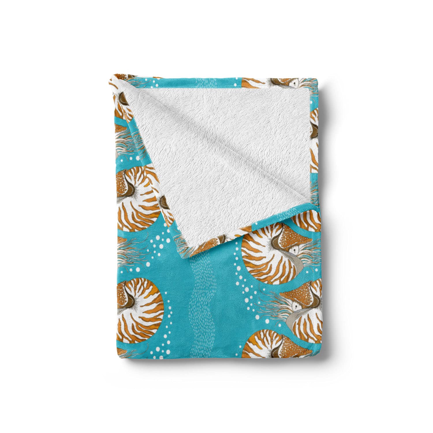 Ambesonne Underwater Throw Blanket - Exotic Chambered Nautilus Sea Creatures Design, Soft Flannel Fleece Accent Blanket for Couch, Bed & Sofa (50