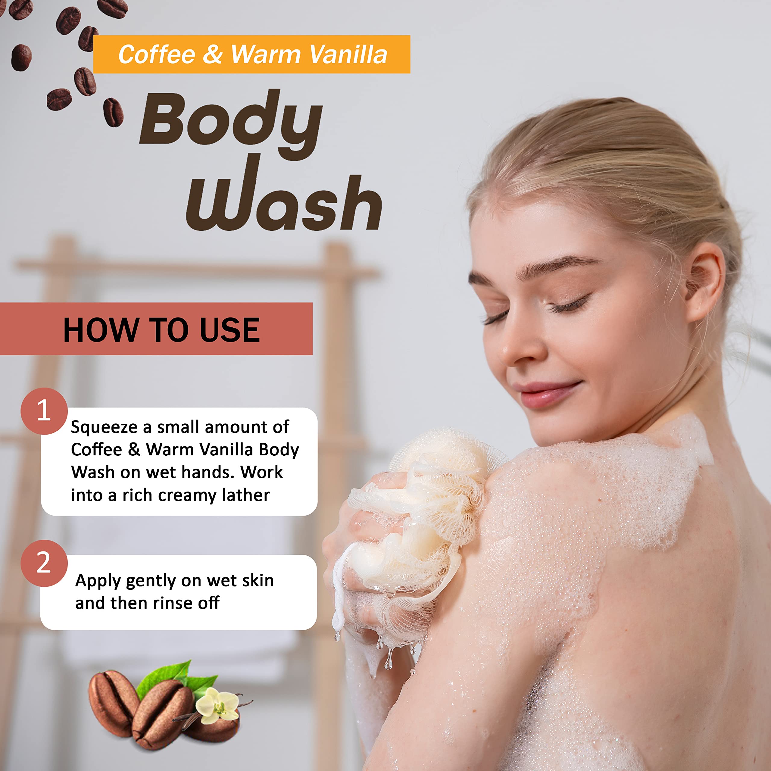 WeOn Coffee & Warm Vanilla Body Wash for Detox and Deep Cleansing – Mineral Oil & Silicone Free, Sulfate Free Shower Gel for Women & Men – 200ml x 3 Pack – Perfect for Post-Workout, Travel & Daily Skincare Routine
