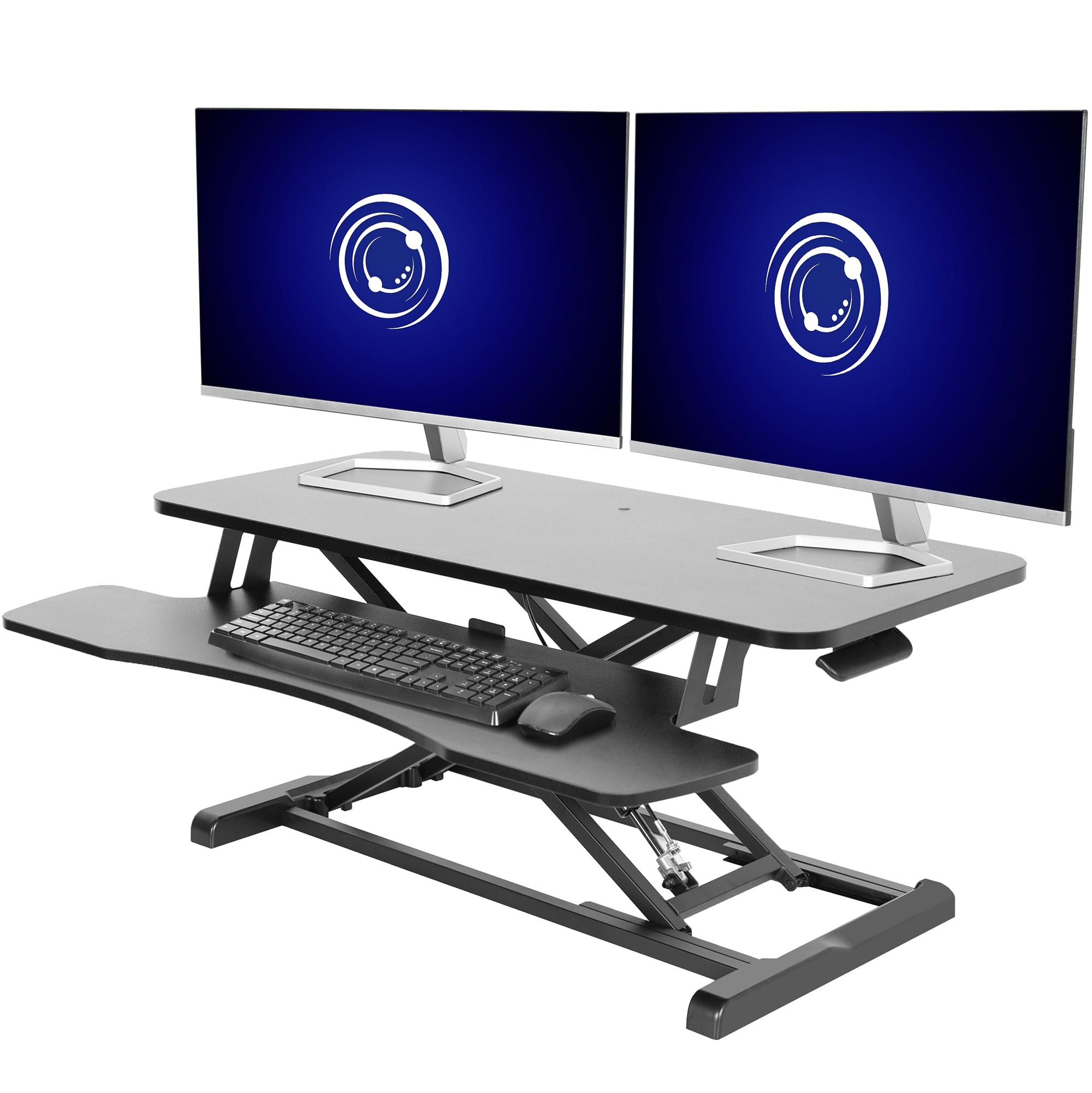 VIVO K Series 36 Inch Height Adjustable Standing Desk Converter - Dual Monitor & Laptop Workstation with Wide Keyboard Tray, Black (DESK-V036KB) - Perfect for Home Office, Gaming Setup & Ergonomic Workspace