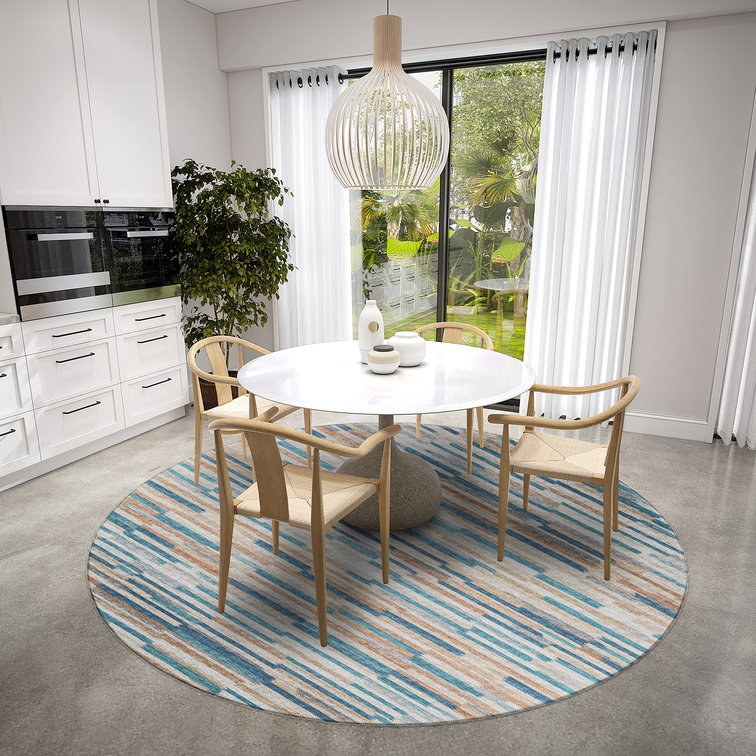 Addison Rugs Yuma AYU38 Blue 8' x 8' Square Area Rug - Soft & Durable for Living Room, Bedroom, or Office Decor