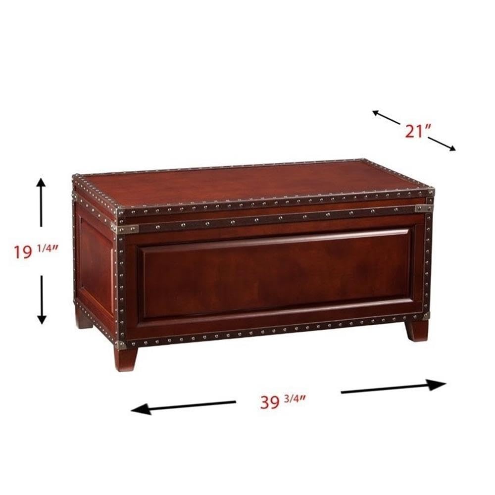 SEI Furniture Amherst Trunk Coffee Table - Dark Cherry Finish - Rustic Living Room Center Table for Home Decor