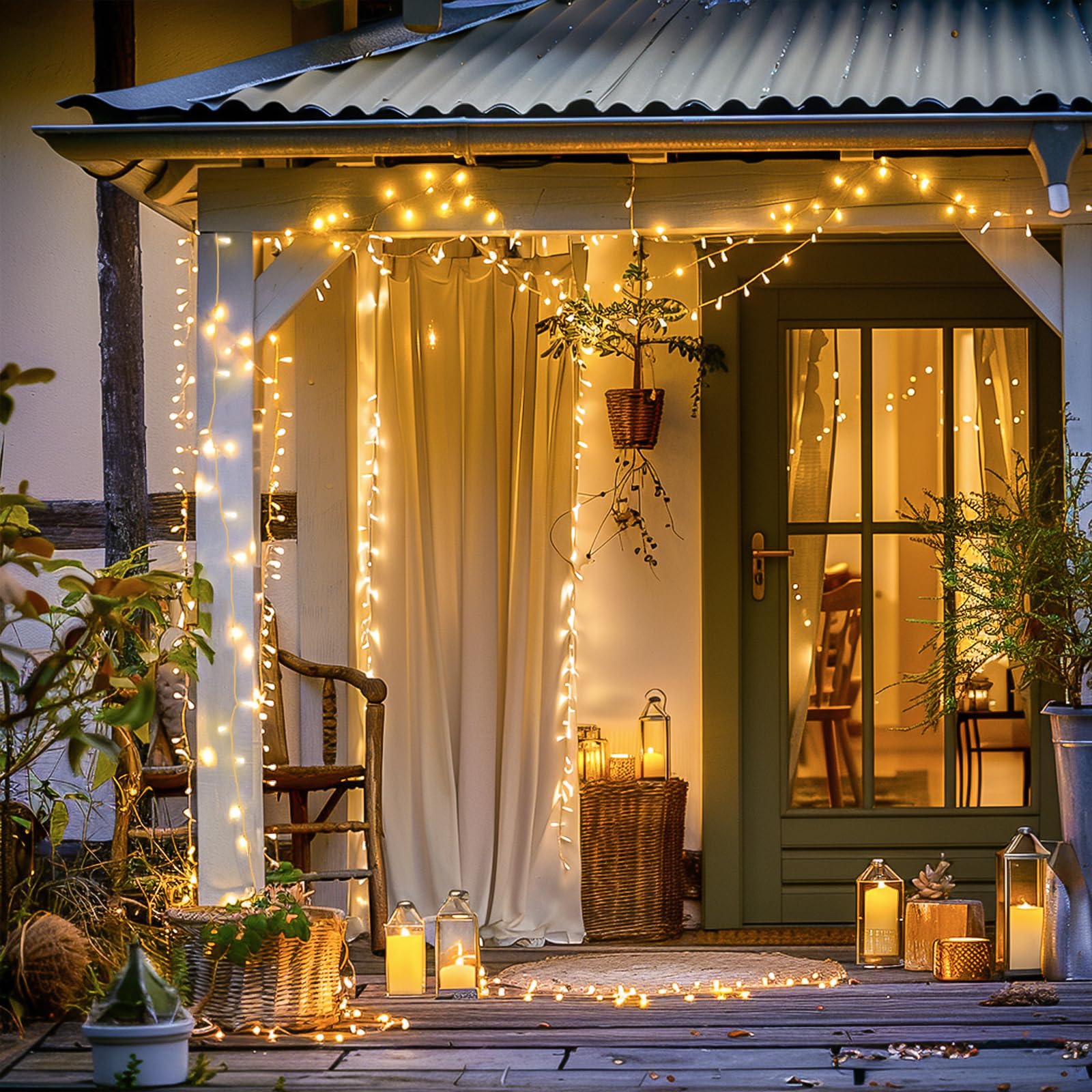 JMEXSUSS 500 LED Warm White Christmas Lights Outdoor - 163ft Plug-in String Lights with Remote Control, 8 Lighting Modes, Clear Wire for Christmas Tree, Bedroom, Garden, Patio & Holiday Decorations