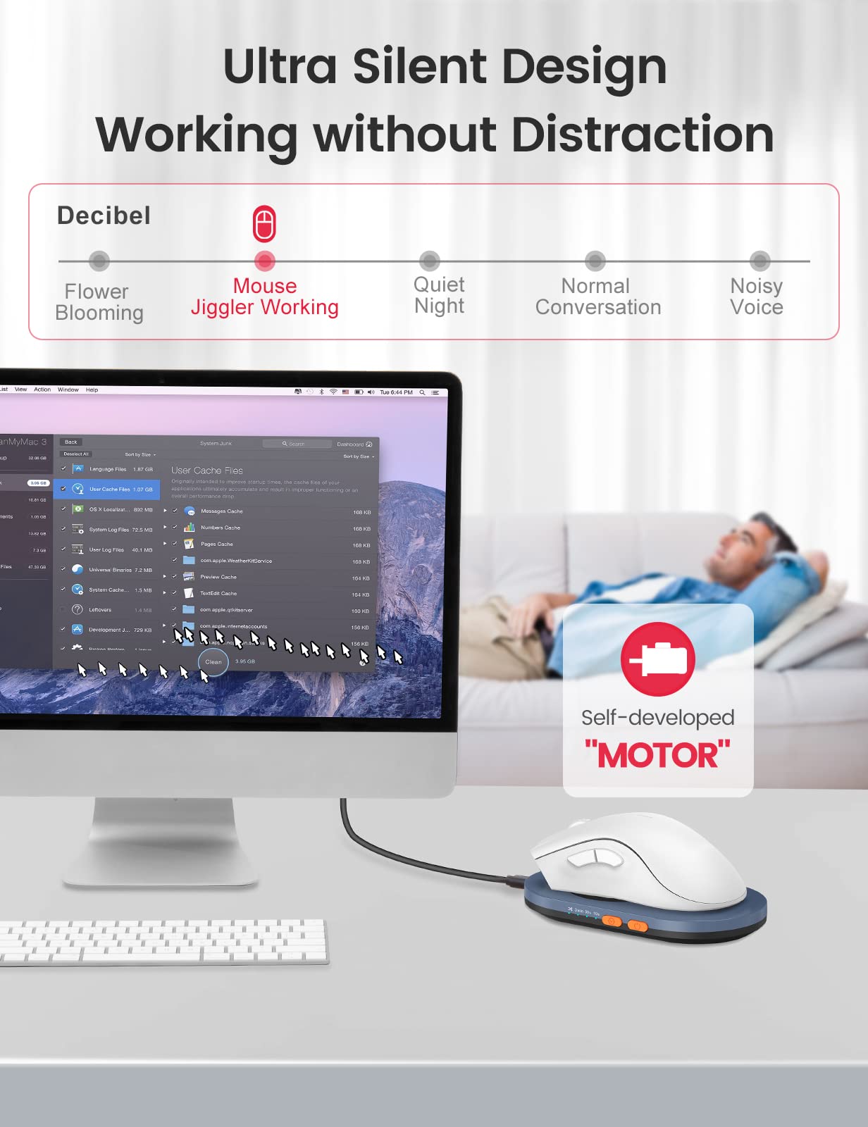 Vaydeer Ultra Slim Mouse Mover - Adjustable Timer Mouse Jiggler for PC, Undetectable & Silent USB Mouse Simulator | Prevent Sleep Mode for Remote Work, Online Meetings & Security