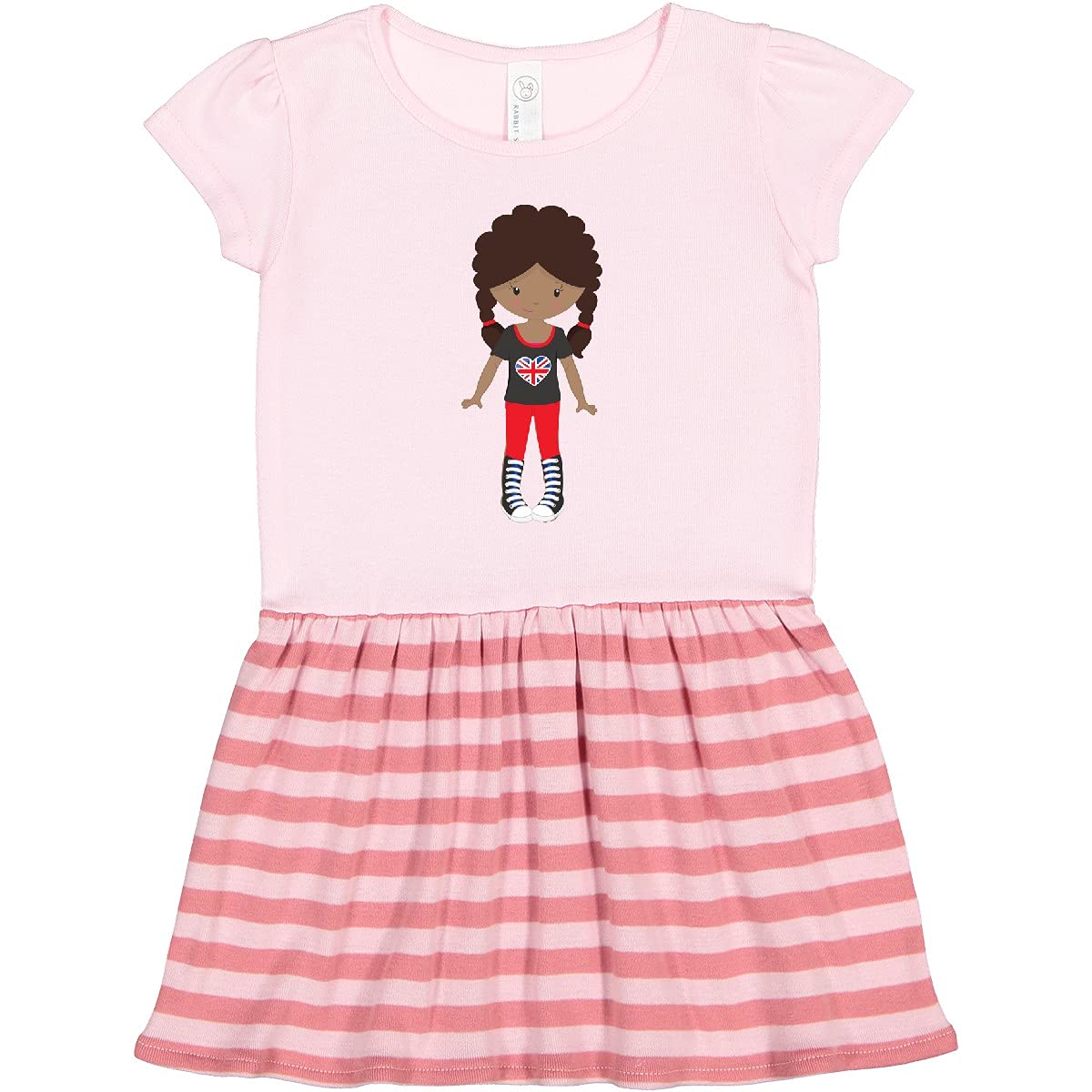 Inktastic African American Girl London Fashion Toddler Dress - Cute Outfit for Playdates, Parties & Special Occasions