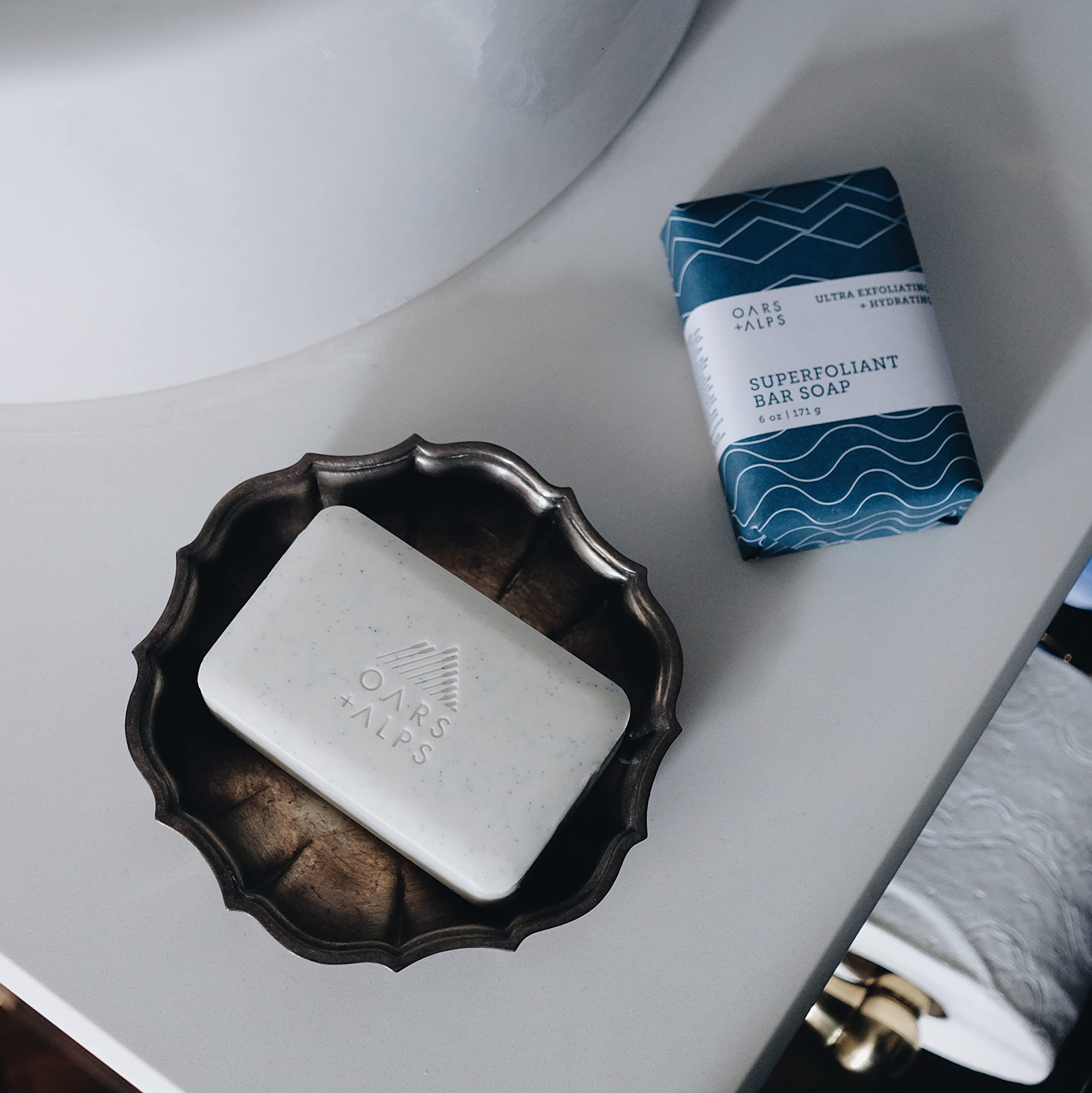 Oars + Alps Superfoliant Exfoliating Bar Soap for Men - Dermatologist Tested, Clean Ingredients, Travel Size (6 Oz) - Deep Cleansing & Exfoliation for Face & Body, Ideal for Gym, Travel & Daily Skincare Routine