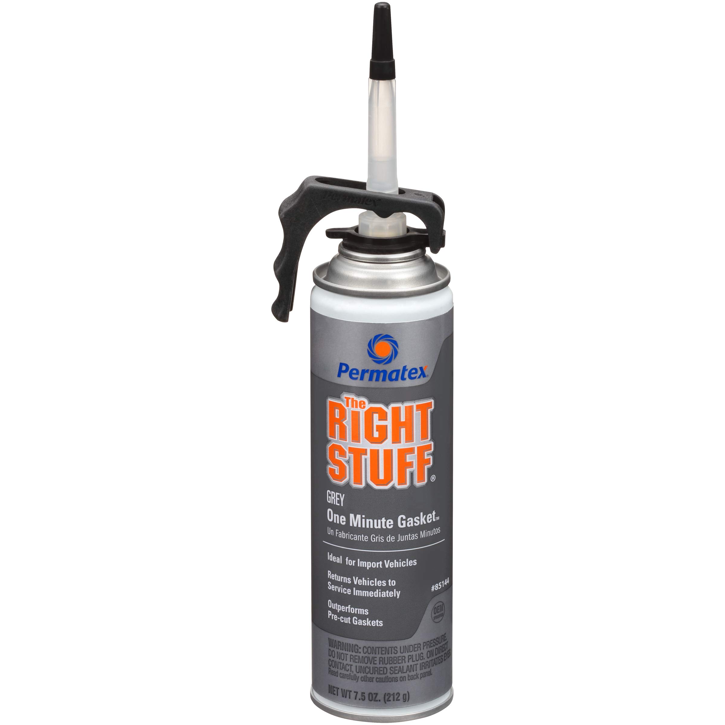 Permatex 85144 The Right Stuff 1 Minute Grey Gasket Maker - 7.5 oz High-Temp RTV Silicone Sealant for Automotive, Marine & Industrial Use - Fast Curing, Oil Resistant, Durable Adhesive for Gaskets & Seals