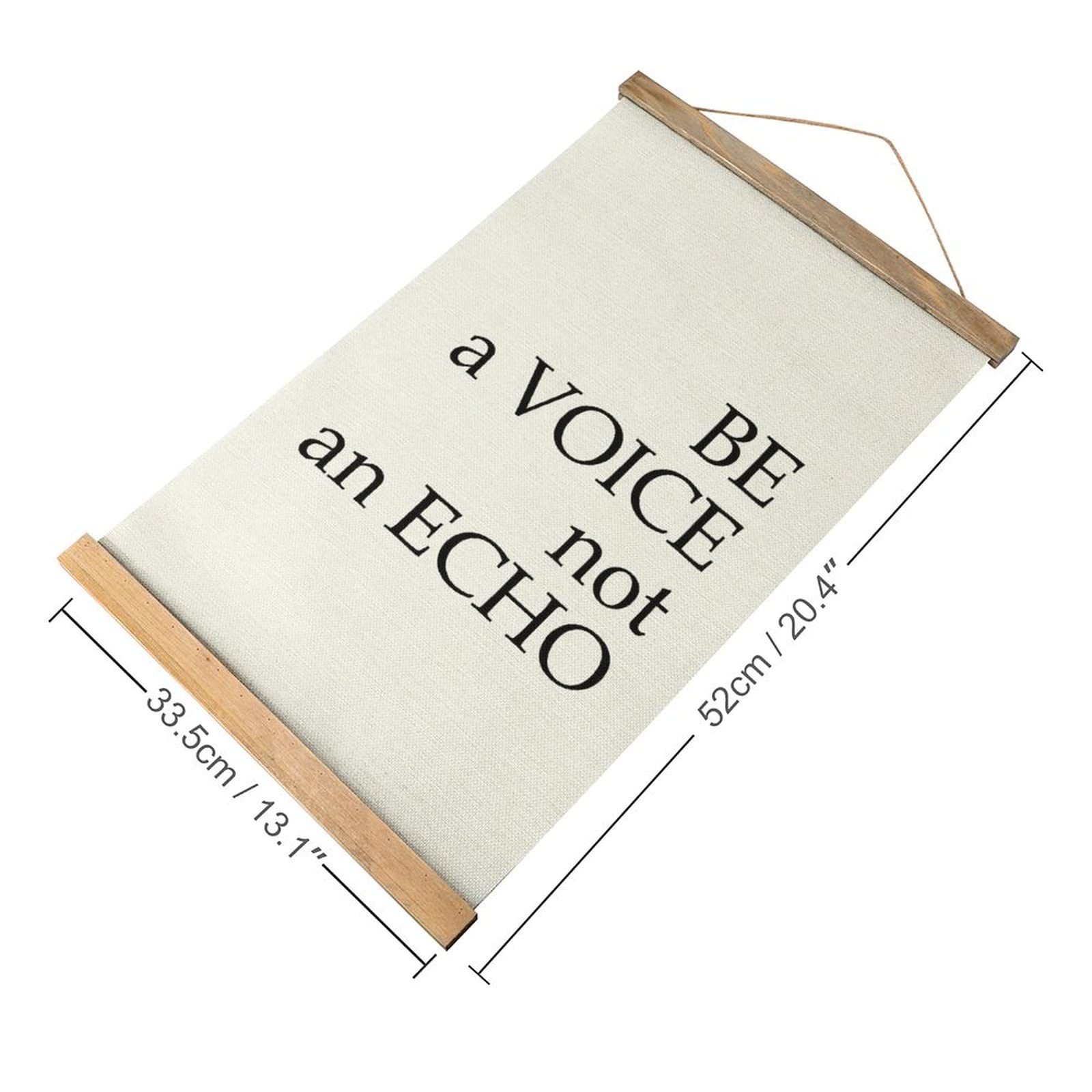 Farmhouse Canvas Wall Art - 'Be A Voice Not An Echo' with Wooden Frame - 13x20.4 Inch Hanging Poster for Home Decor in Bedroom, Living Room & Kitchen - Perfect for Rustic, Boho & Modern Interior Design Styles
