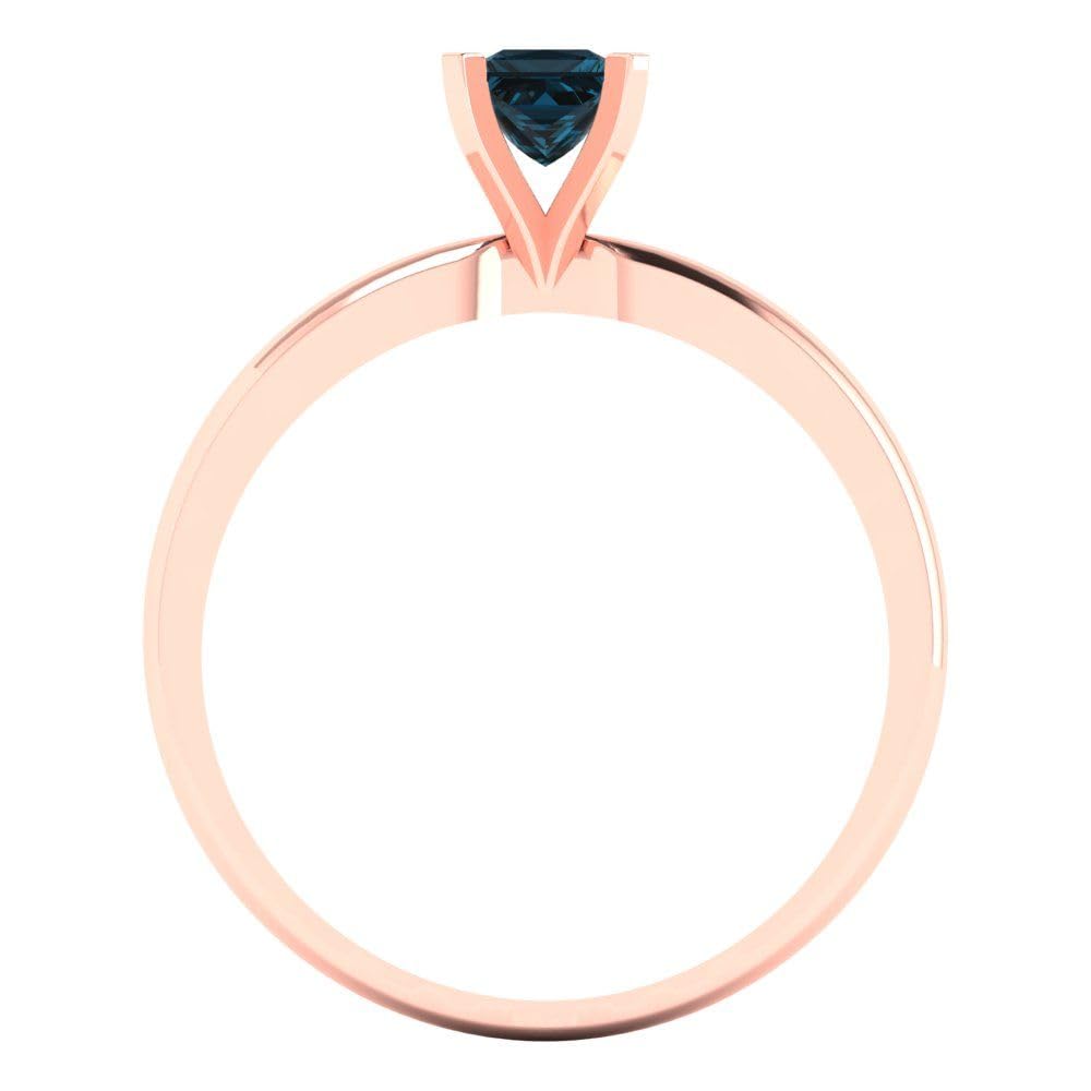 0.50ct Princess Cut Natural London Blue Topaz Solitaire Ring - 18K Rose Gold Engagement, Bridal, Promise & Anniversary Ring for Women - Perfect for Proposals, Weddings & Special Occasions