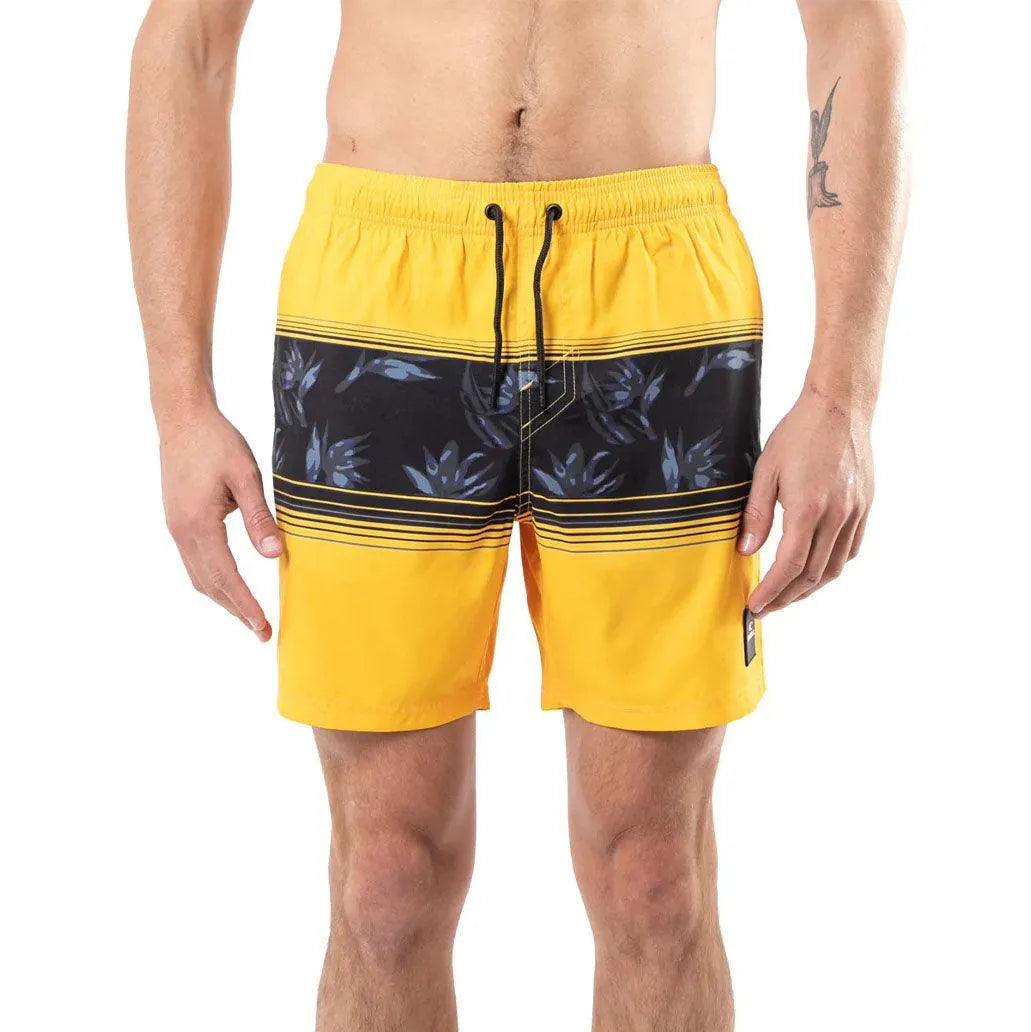 O'Neill Men's Cali Stripe Amarillo Print Swim Trunks - Quick-Dry Board Shorts for Surfing, Beach & Pool