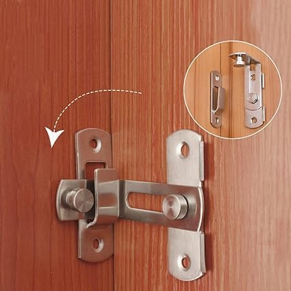 90 Degree Flip Barn Door Lock - Stainless Steel Sliding Door Latch with Hook Lock for Safety | Heavy Duty Gate & Cabinet Lock for Barn Doors, Wine Cellars, Closets & Antique Doors | Rustproof & Secure Home Security Solution