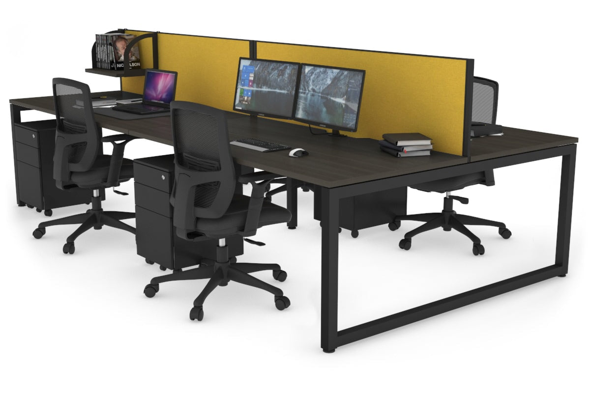 Quadro Loop Legs 4 Person Office Workstation - 1800L x 800W with Cable Management Scallop - Ideal for Collaborative Workspaces & Open Office Environments