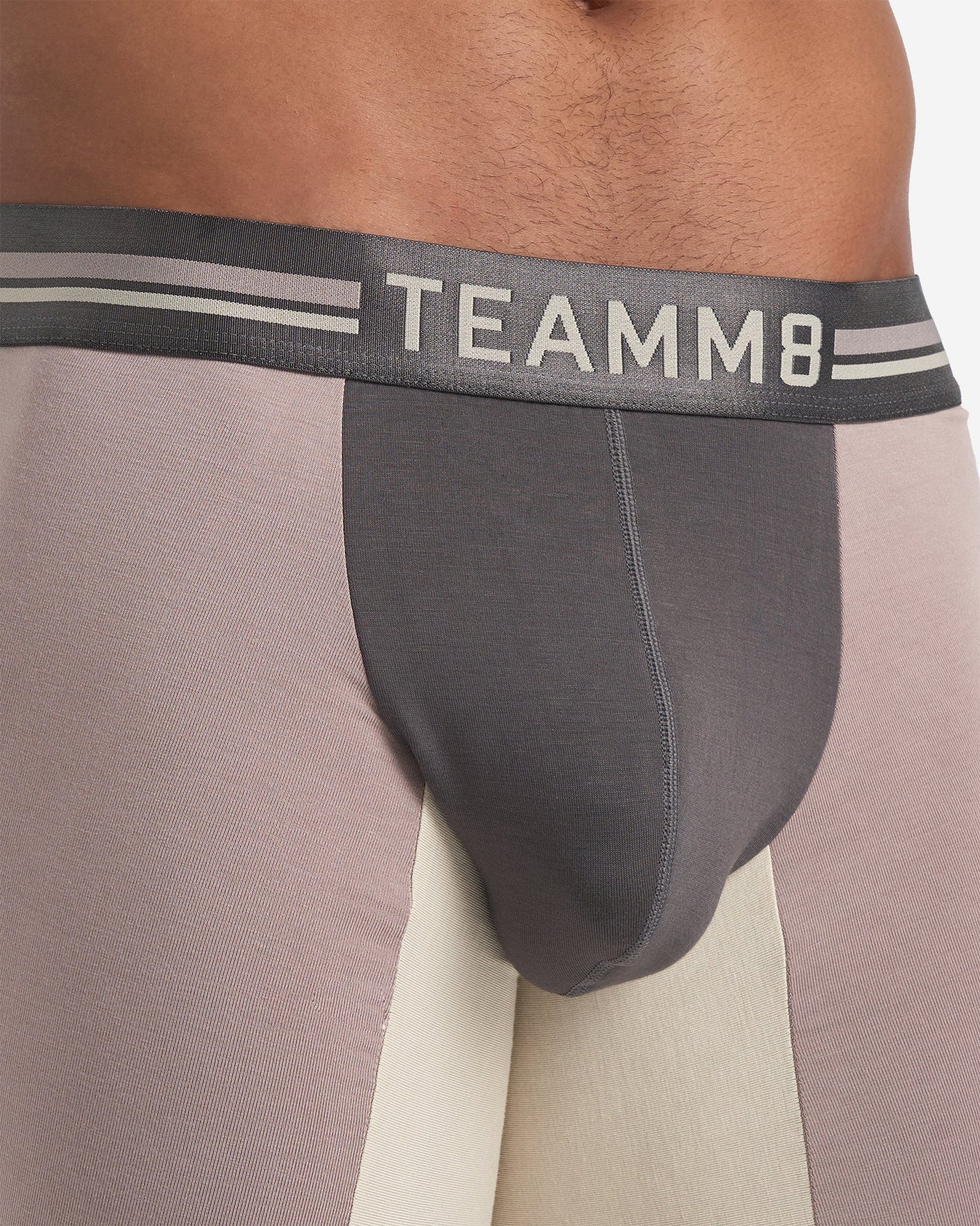 Teamm8 Bamboo Sports Boxer Briefs for Men - Soft Modal Mink Grey Underwear - Comfortable for Running, Gym & Daily Wear
