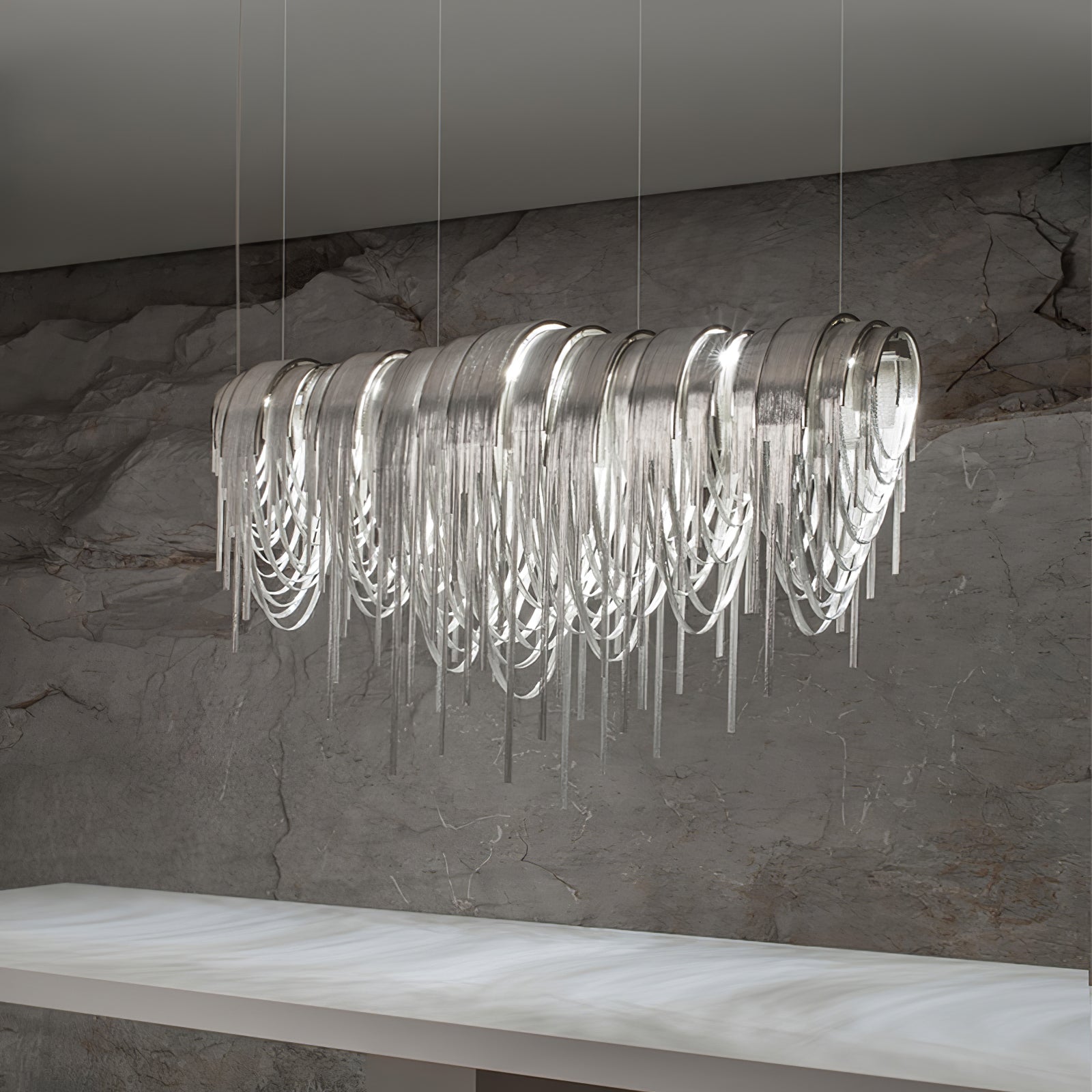 Elegant Length Chains Chandelier - Modern Crystal Pendant Lighting for Dining Room, Bedroom & Living Room - Perfect for Home Decor and Wedding Events