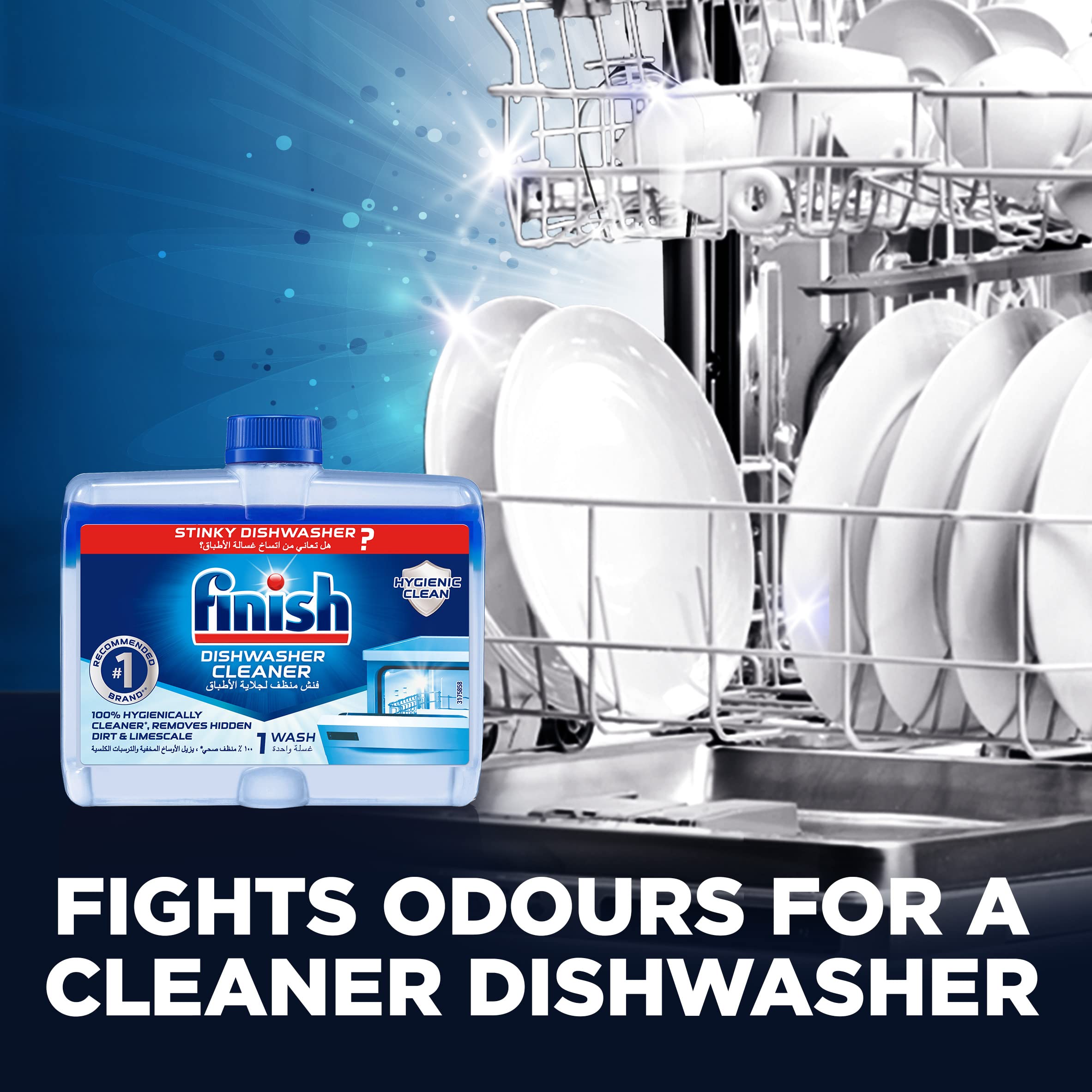 Finish Dishwasher Liquid Cleaner - 250ml | Powerful Dishwashing Detergent for Sparkling Clean Dishes | Perfect for Daily Use in Homes & Restaurants