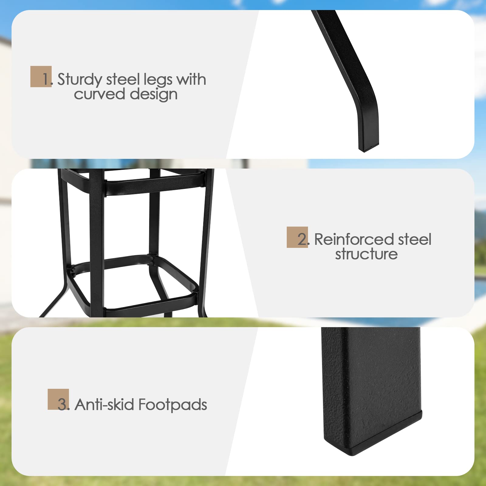 Tangkula 32 Inch Outdoor Bar Table - Square Steel Bistro High Top Table with Powder-Coated Tabletop & Solid Metal Frame - Perfect for Backyard, Poolside, Garden, Patio, Restaurant, Cafe (Black)