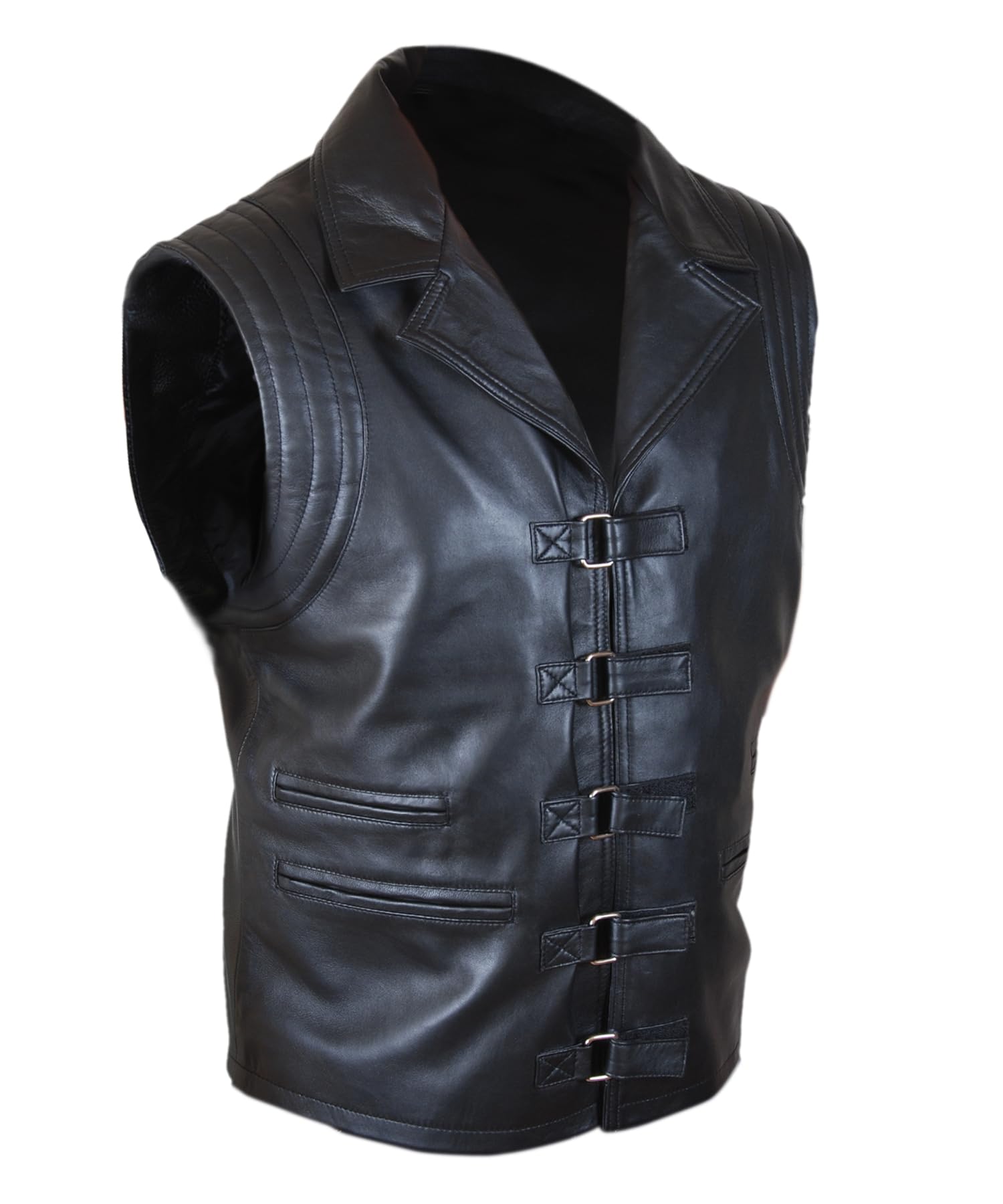 F&H Men's Hugh Jackman Van Helsing Style Genuine Leather Vest - Perfect for Cosplay, Halloween Costumes & Biker Fashion
