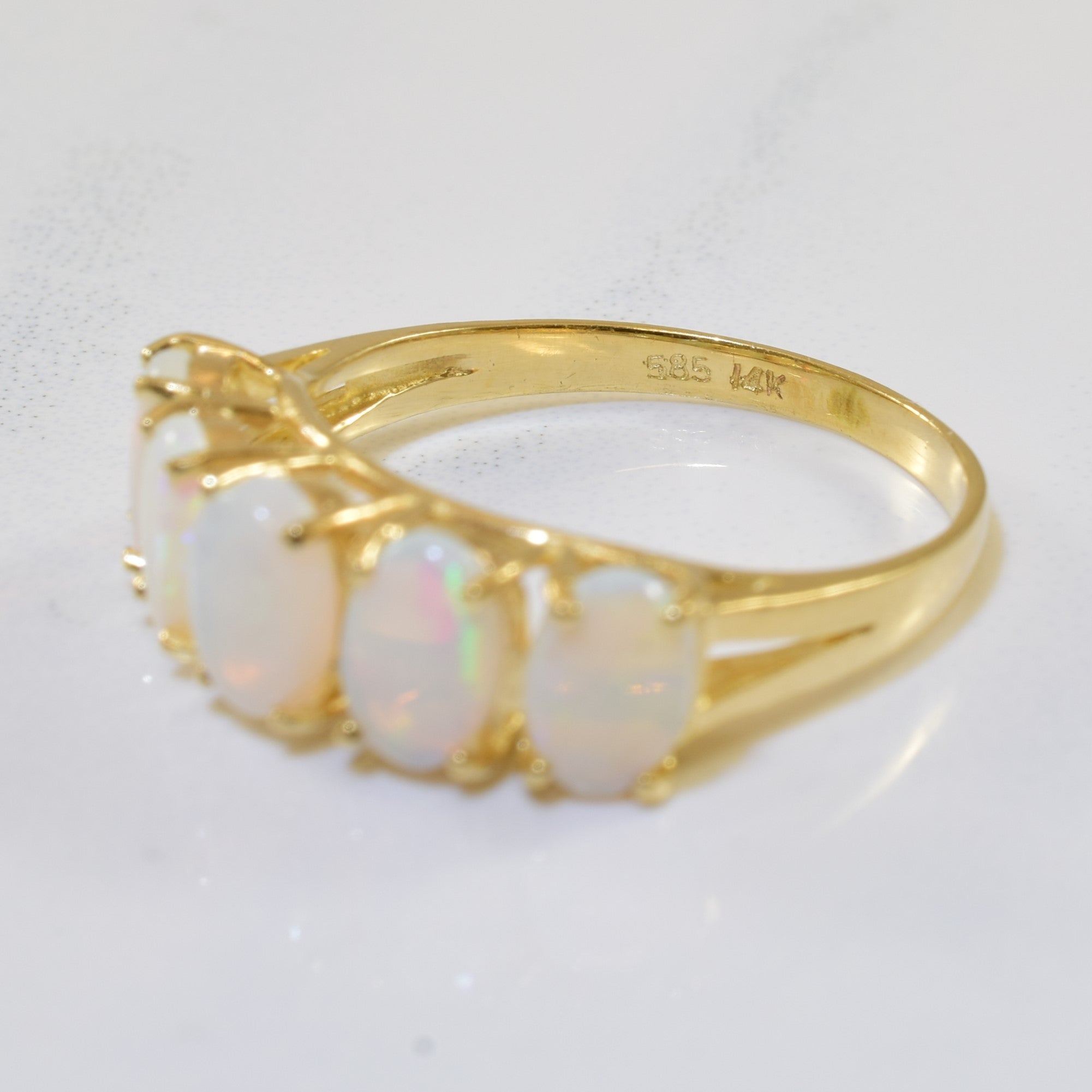 1.00ctw Opal Split Shank Ring in Prong Setting - Size 6 | Elegant Birthstone Jewelry for Women | Perfect for Weddings, Anniversaries & Special Occasions