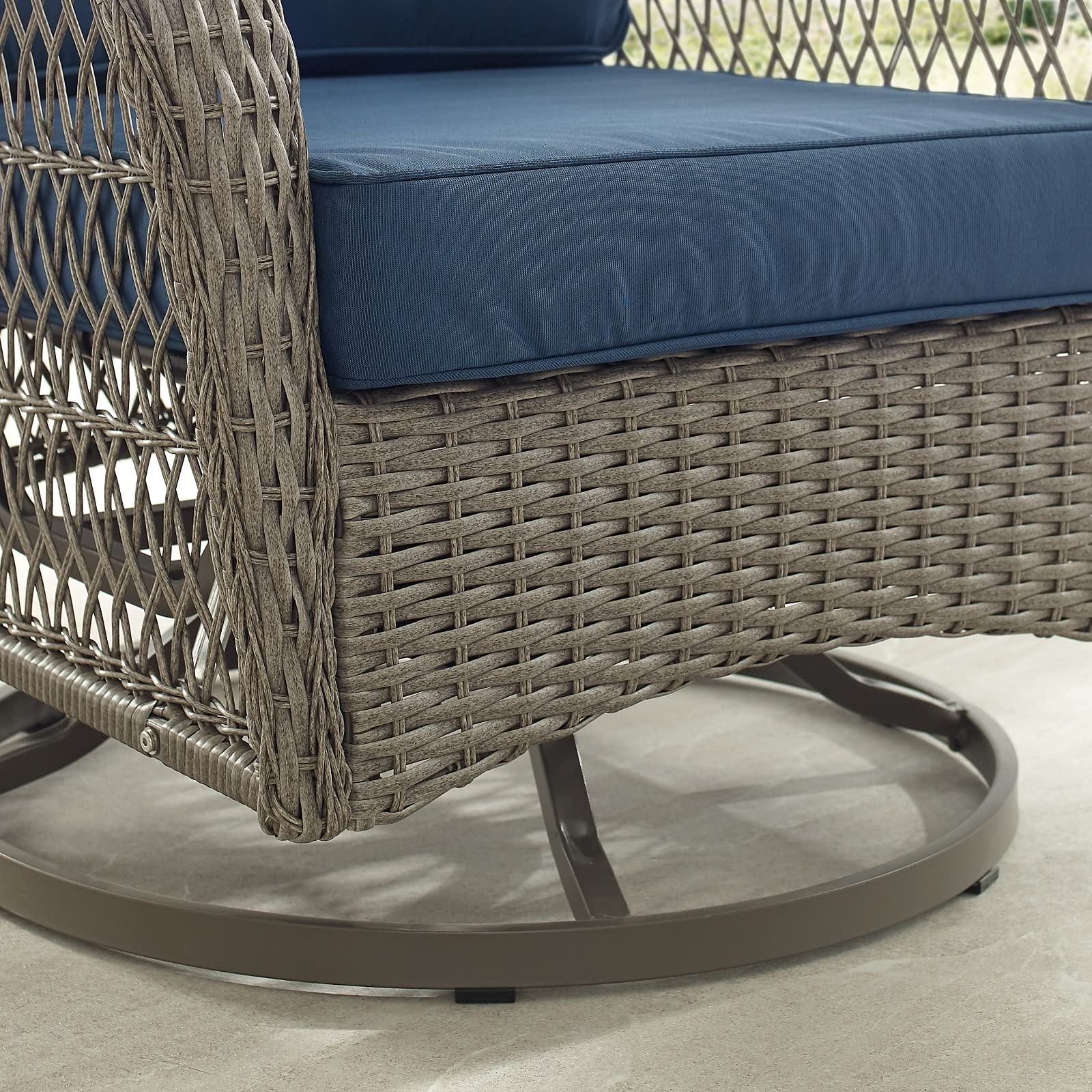 3 Piece Patio Furniture Set - Blue Rattan Outdoor Bistro Table and 2 Wicker Chairs with 3.9