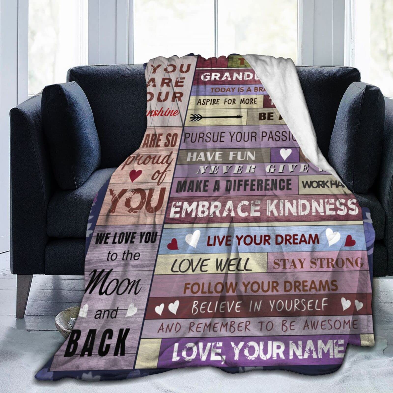 Personalized Grandma to Granddaughter Blanket - Custom Letter Throw Blanket for Couch, Bed & Sofa - Heartwarming Gift for Mother's Day, Birthday & Special Occasions - Perfect for Snuggling, Family Moments & Cherished Memories
