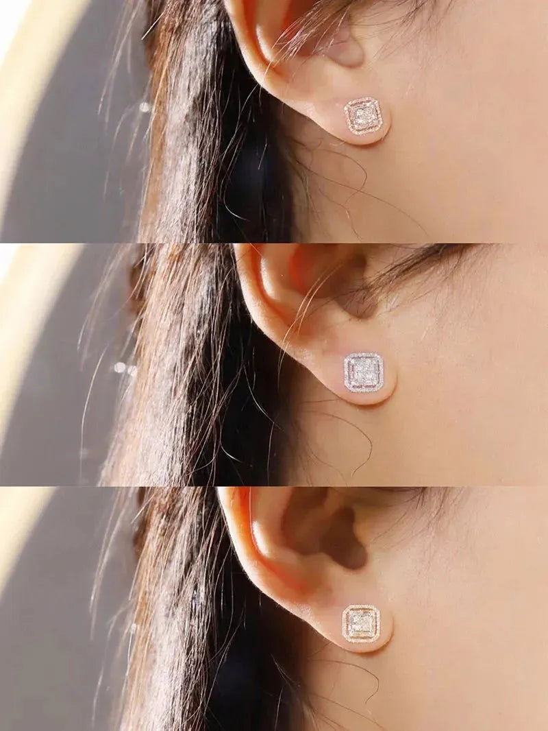 18K White/Yellow/Rose Gold Diamond Stud Earrings for Women - 0.48CT Real Natural Diamond Fashion Jewelry - Perfect Gift for Anniversary, Birthday & Special Occasions