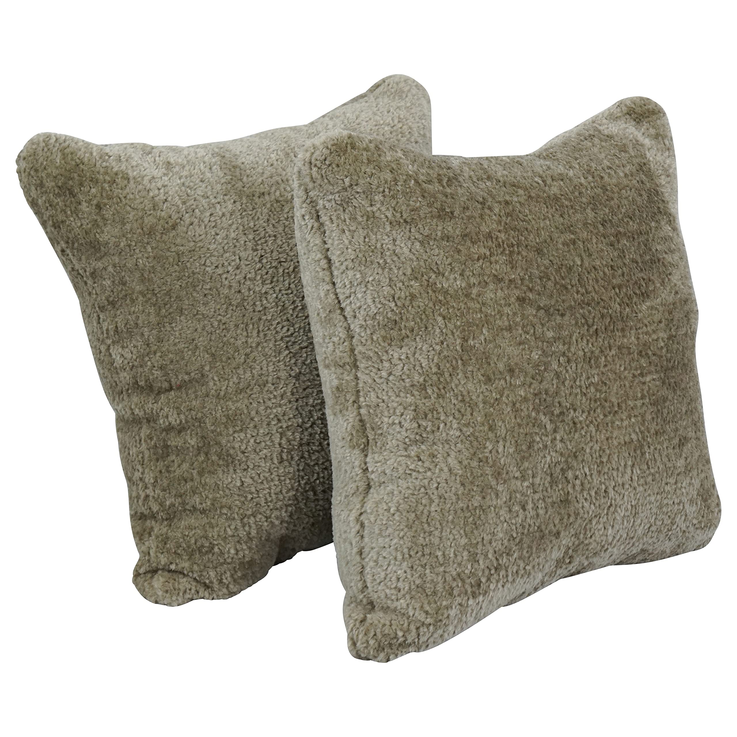 Blazing Needles 17x17 Inch Square Faux Fur Throw Pillows - Set of 2, Soft Elton Taupe Decorative Cushions for Sofa, Bed & Living Room