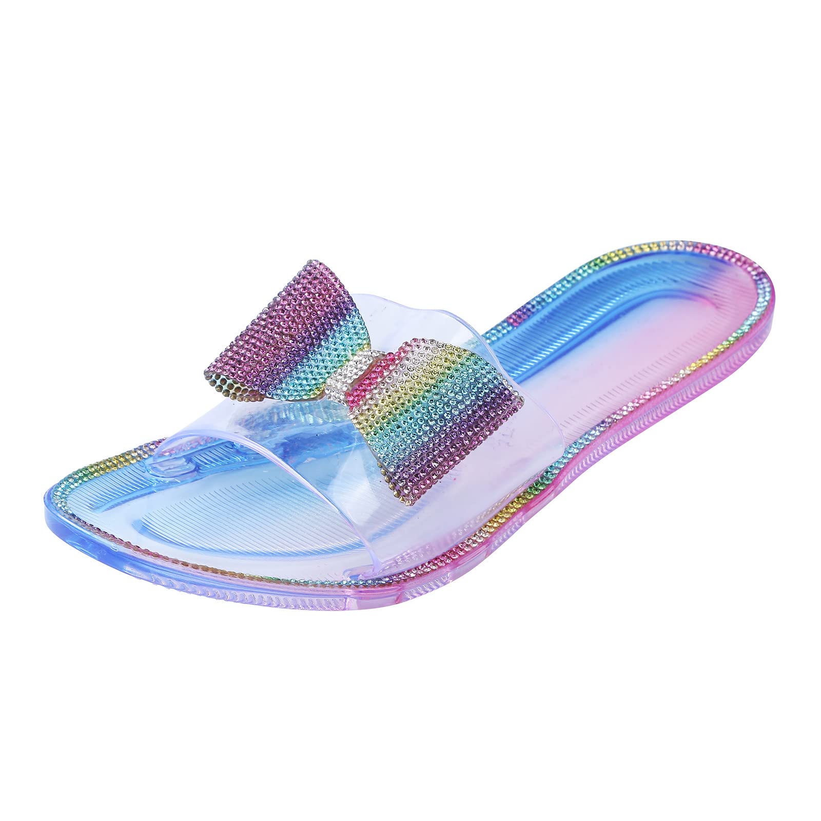 Women's Fashion Bow Sandals with Shiny Diamond Accents - Gold Leather Summer Sandals for Casual Wear, Beach, and Outdoor Activities