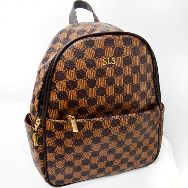 Carnaby Of London Augusta Embossed Initial Backpack - Stylish Leather Backpack for Women, Monogrammed School Bag & Travel Laptop Backpack - Perfect for Work, College & Daily Commute