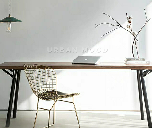 HAZEL Modern Industrial Solid Wood Study Desk - Sturdy Writing Table for Home Office, Study Room & Workspace - Perfect for Remote Work, Online Classes & Crafting
