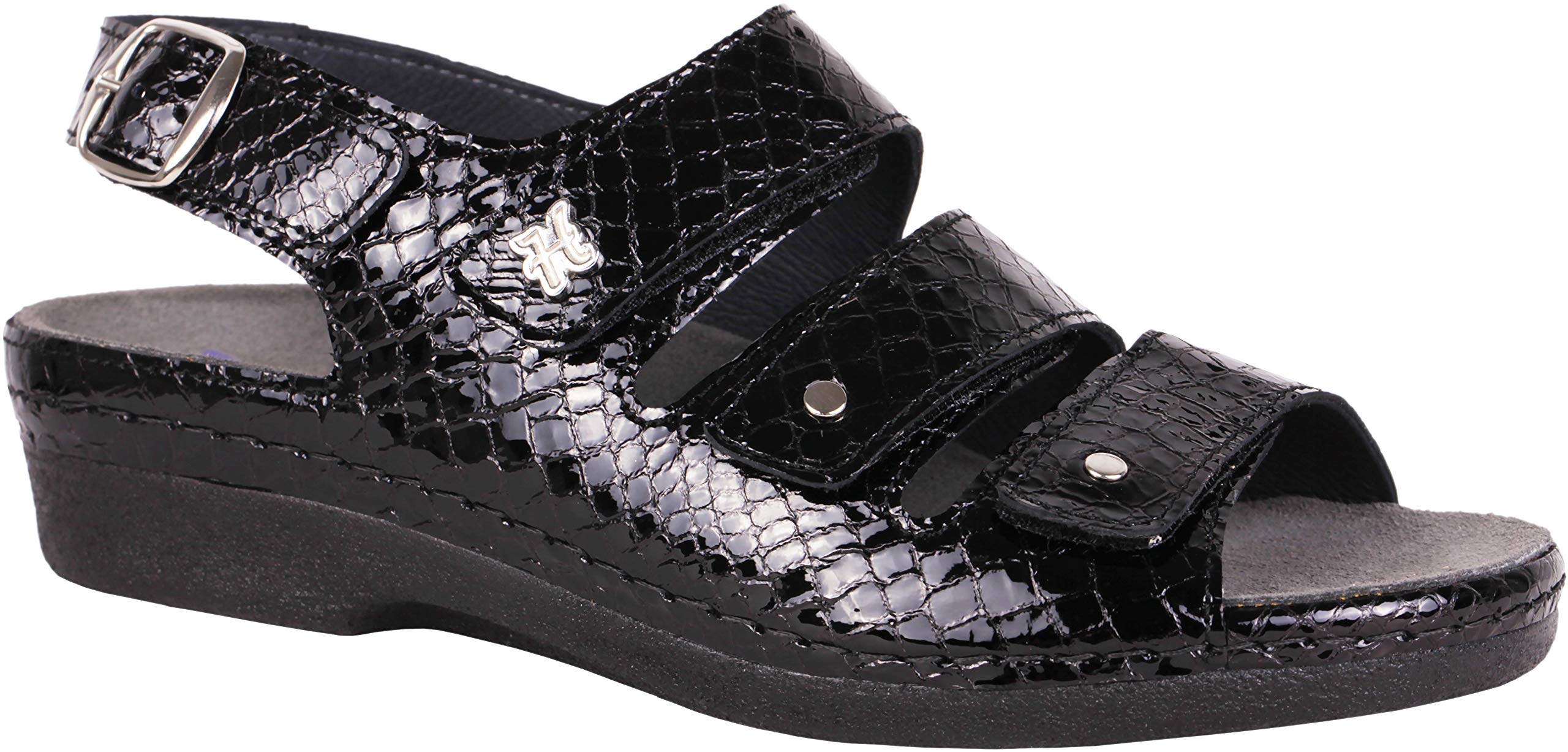 Women's Thandie Black 3 Hook & Loop Slingback Sandals - Comfortable Summer Casual Shoes for Beach, Walking, and Outdoor Activities